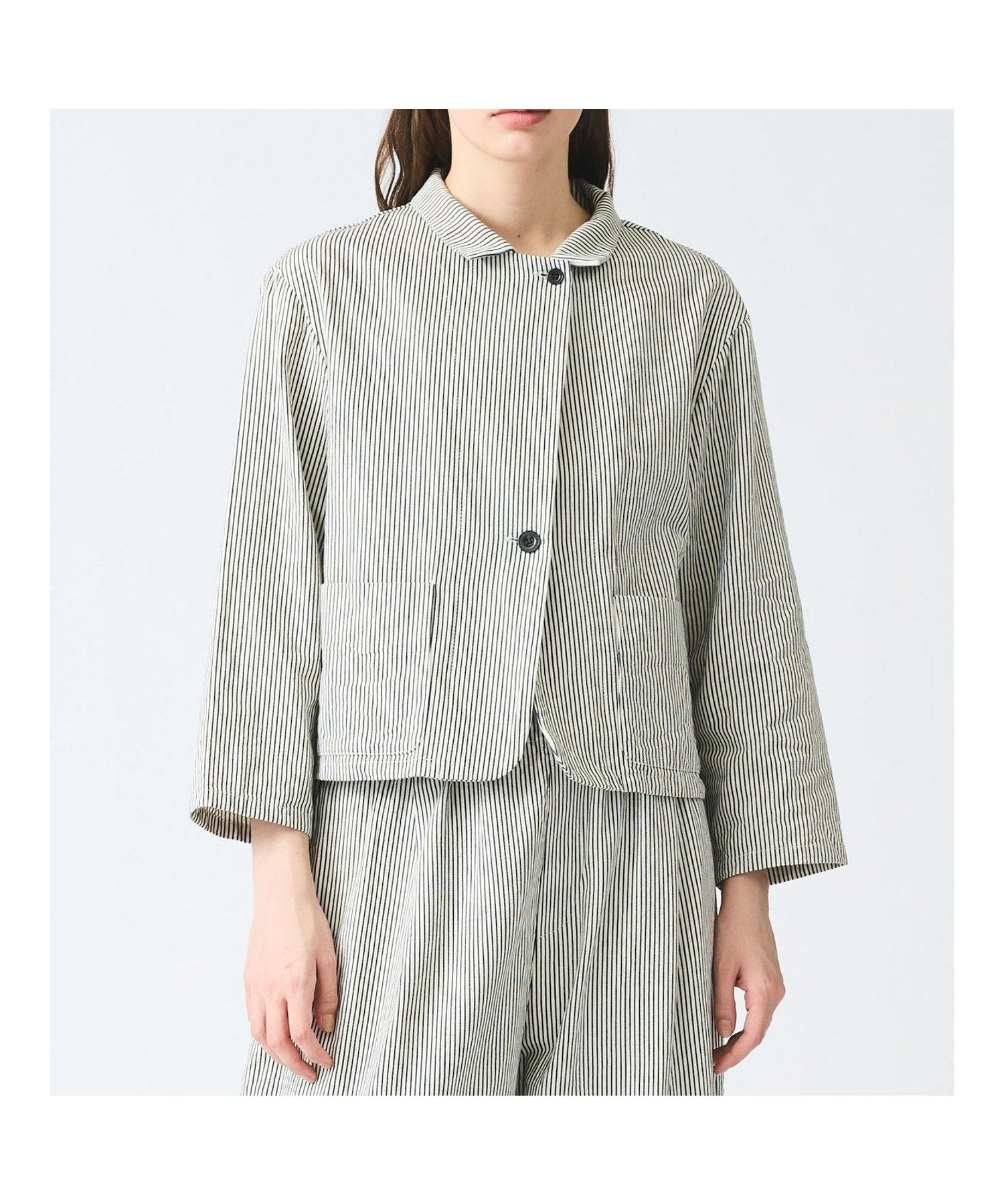 【マーコート/MARcourt】のmizuiro ind ヒッコリーシャツジャケット インテリア・キッズ・メンズ・レディースファッション・服の通販 founy(ファニー) 　ファッション　Fashion　レディースファッション　Fashion for Women　アウター　Coat / Outerwear Collection　レディースジャケット・軽アウター　Jackets　コンパクト　Compact, Small Size　ショート　Short, Short Length　ジャケット　Jacket, Outerwear　フロント　Front, Front Design　ベスト　Vest, Waistcoat　ポケット　Pocket, Pocket Detail　春　Spring　キナリ|ID: prp329100004578570 ipo3291000000032765380