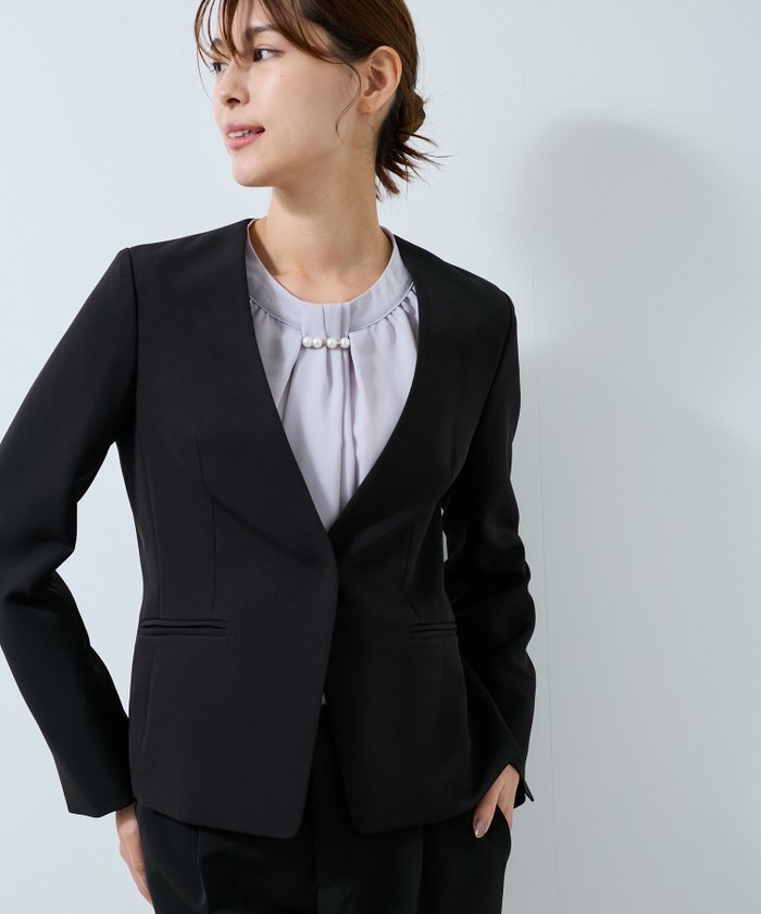 【ジャイロ/JAYRO】の【360度ストレッチ】セットアップ対応ノーカラージャケット インテリア・キッズ・メンズ・レディースファッション・服の通販 founy(ファニー) https://founy.com/ ファッション Fashion レディースファッション Ladies' Fashion Online アウター Coat Outerwear ジャケット Jackets ノーカラージャケット No Collar Leather Jackets ジャケット Jacket ストレッチ Stretch スリット Slit セットアップ Set Up タイトスカート Tight Skirt フォーマル Formal フロント Front ボトム Bottom ポケット Pocket おすすめ Recommend エレガント 上品 Elegant ビジネス 仕事 通勤 Business |ID: prp329100004578634 ipo3291000000032656514