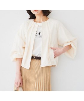 【アンタイトル/UNTITLED】の【春の軽羽織り】ボリューム袖 ノーカラーブルゾン 人気、トレンドファッション・服の通販 founy(ファニー) ファッション Fashion レディースファッション WOMEN アウター Coat Outerwear ブルゾン Blouson/Jackets おすすめ Recommend シルク Silk パウダー Powder ブルゾン Blouson ポケット Pocket 春 Spring 羽織 Haori |ID:prp329100004578640
