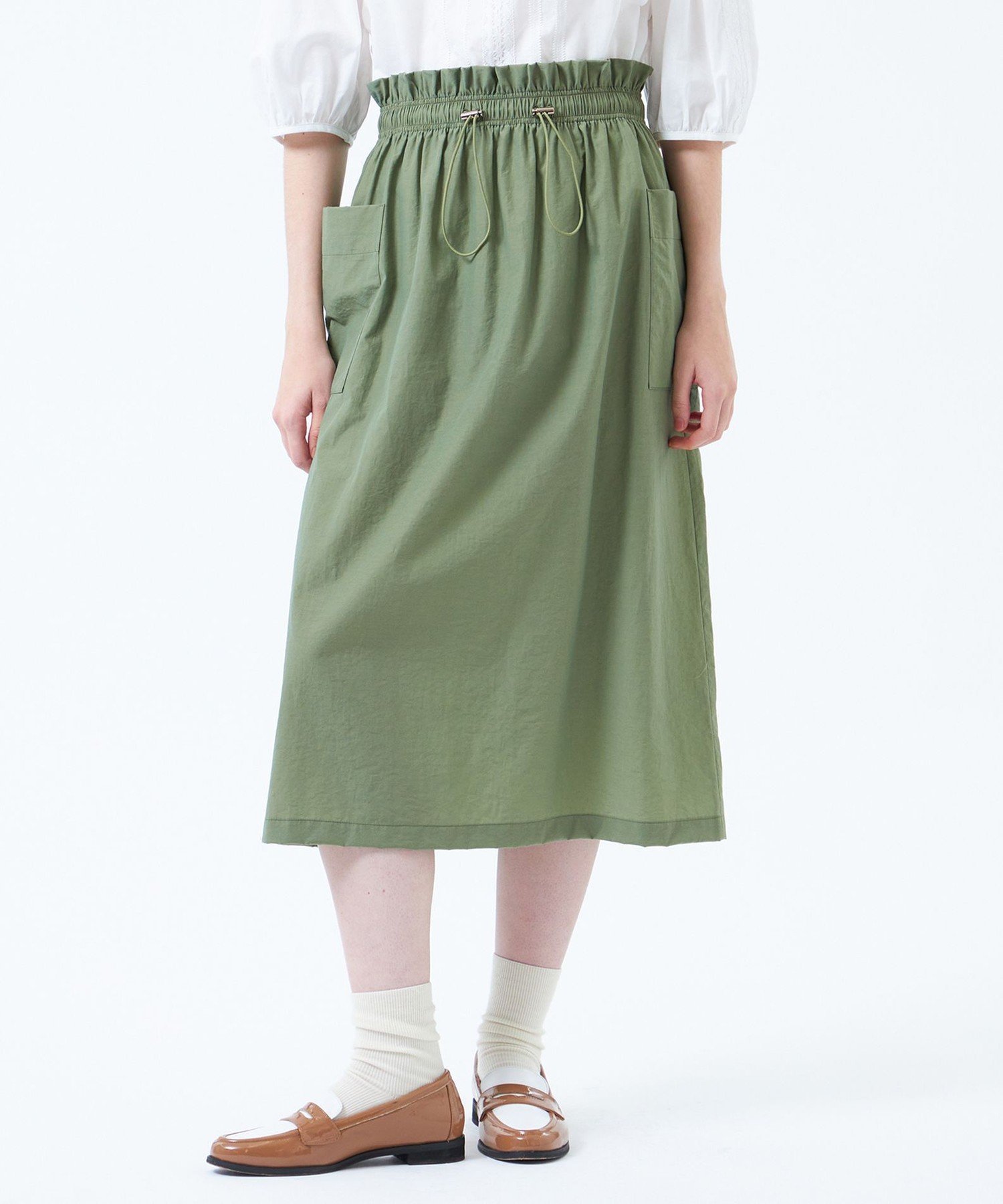 【マッキントッシュ フィロソフィー/MACKINTOSH PHILOSOPHY】のウエストギャザースカート インテリア・キッズ・メンズ・レディースファッション・服の通販 founy(ファニー) 　ファッション　Fashion　レディースファッション　WOMEN　スカート　Skirt　おすすめ　Recommend　ギャザー　Gather　クロップド　Cropped　ドローコード　Draw Cord　フィット　Fit　ポケット　Pocket　リラックス　Relax　軽量　Lightweight　カーキ|ID: prp329100004578643 ipo3291000000032434160