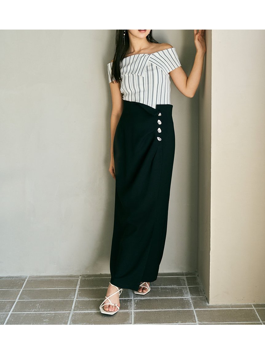 【フレイ アイディー/FRAY I.D】のタックドレープスリットストレートスカート/ウォッシャブル インテリア・キッズ・メンズ・レディースファッション・服の通販 founy(ファニー) 　ファッション　Fashion　レディースファッション　Ladies' Fashion Online　スカート　Skirt　おすすめ　Recommend　アシンメトリー　Asymmetry　ウォッシャブル　Washable　エレガント 上品　Elegant　コンパクト　Compact　スタイリッシュ　Stylish　ストレッチ　Stretch　ストレート　Straight　ドレープ　Drape　フェミニン　Feminine　夏　Summer　ビジネス 仕事 通勤　Business　BLK[009]|ID: prp329100004578670 ipo3291000000032646412