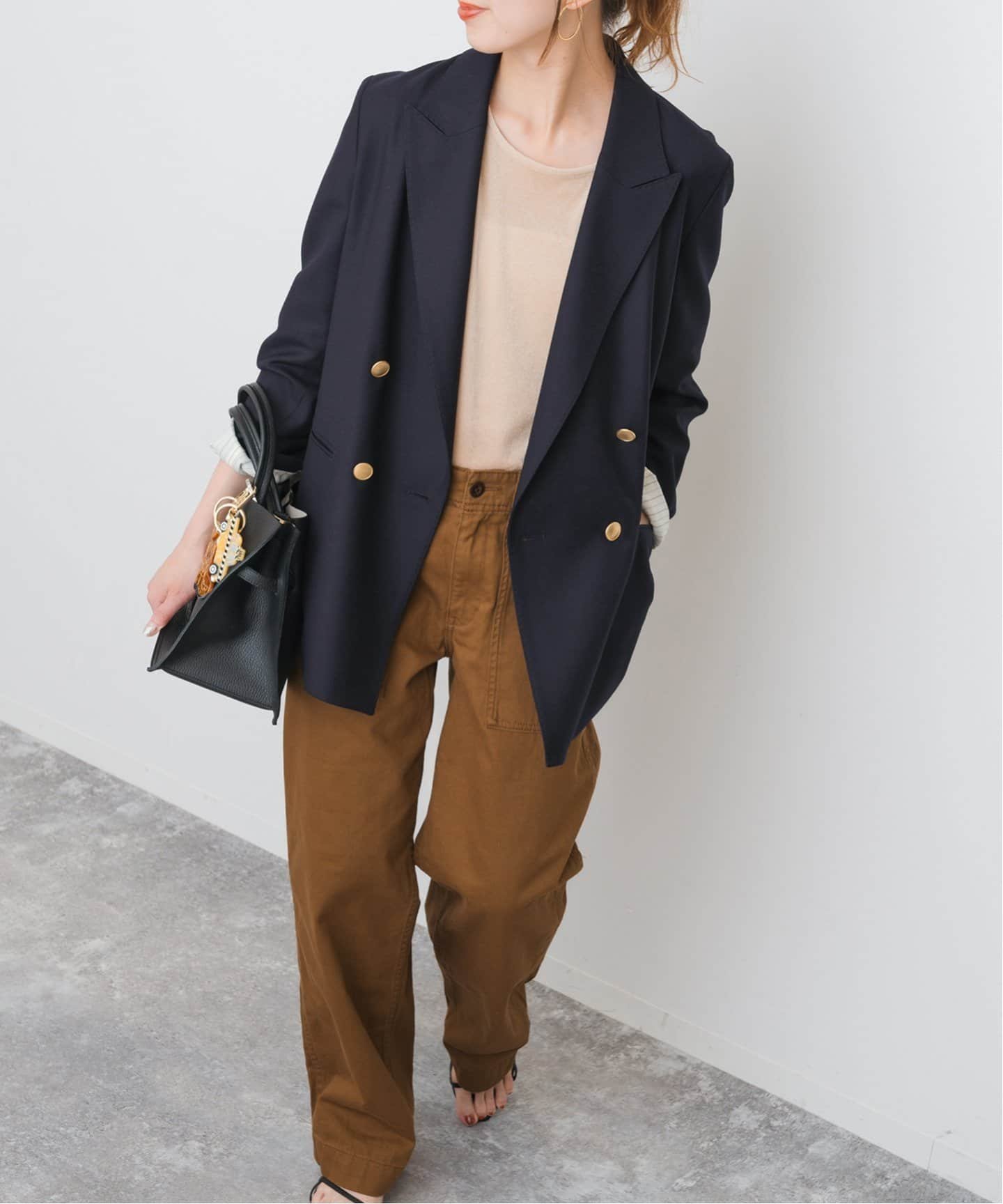 【スピック&スパン/Spick & Span】のウールブレンドダブルブレストジャケット インテリア・キッズ・メンズ・レディースファッション・服の通販 founy(ファニー) 　ファッション　Fashion　レディースファッション　Ladies' Fashion Online　アウター　Coat Outerwear　ジャケット　Jackets　ジャケット　Jacket　ネイビー|ID: prp329100004579337 ipo3291000000032441115