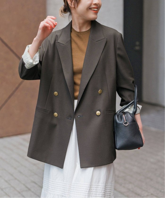 【スピック&スパン/Spick & Span】のウールブレンドダブルブレストジャケット インテリア・キッズ・メンズ・レディースファッション・服の通販 founy(ファニー) https://founy.com/ ファッション Fashion レディースファッション Fashion for Women アウター Coat / Outerwear Collection レディースジャケット・軽アウター Jackets ジャケット Jacket, Outerwear |ID: prp329100004579337 ipo3291000000033847361