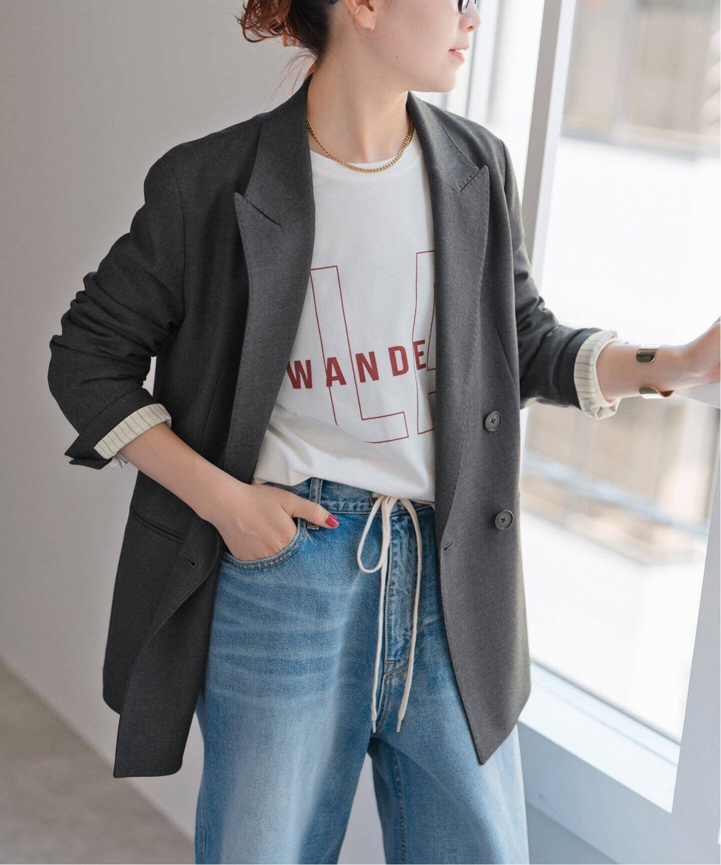 【スピック&スパン/Spick & Span】のウールブレンドダブルブレストジャケット インテリア・キッズ・メンズ・レディースファッション・服の通販 founy(ファニー) 　ファッション　Fashion　レディースファッション　Fashion for Women　アウター　Coat / Outerwear Collection　レディースジャケット・軽アウター　Jackets　ジャケット　Jacket, Outerwear　グレー|ID: prp329100004579337 ipo3291000000033847363