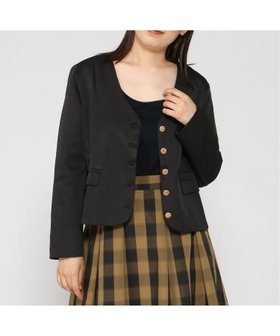 【ドゥーラドゥーラ/Doula Doula】のGirly Doll/ゴールボタンノーカラージャケット 人気、トレンドファッション・服の通販 founy(ファニー) ファッション Fashion レディースファッション Ladies' Fashion Online アウター Coat Outerwear ジャケット Jackets ノーカラージャケット No Collar Leather Jackets クラシカル Classical センター Center ラウンド Round エレガント 上品 Elegant |ID:prp329100004579356