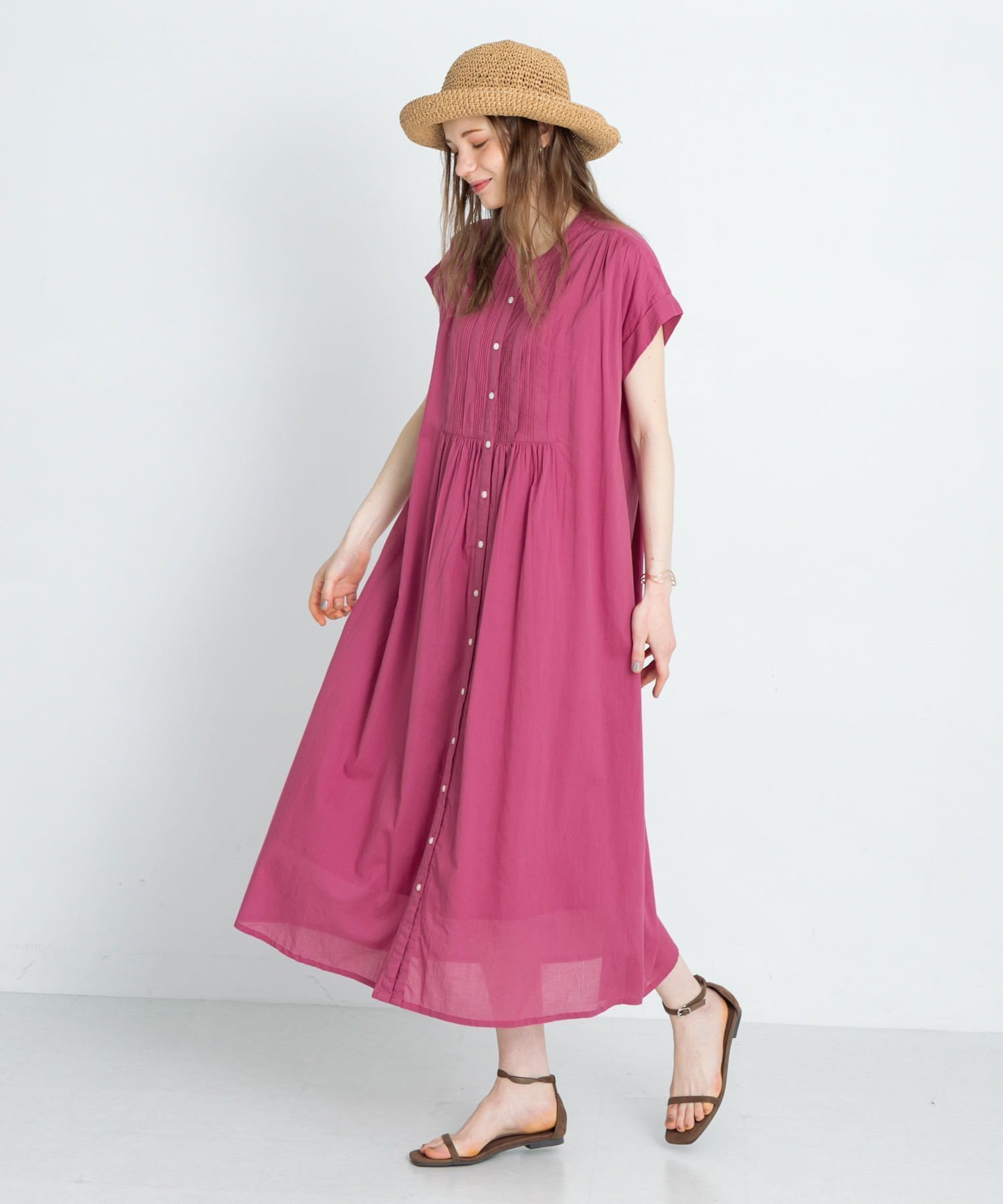 【サニーレーベル/Sonny Label / URBAN RESEARCH】のエアリーコットンピンタックワンピース インテリア・キッズ・メンズ・レディースファッション・服の通販 founy(ファニー) 　ファッション　Fashion　レディースファッション　Ladies' Fashion Online　ワンピース　Dress　2025年　2025　2025春夏・S/S　Ss,Spring/Summer,2025　おすすめ　Recommend　インド　India　エアリー　Airy　ギャザー　Gather　デニム　Denim　フロント　Front　ヨーク　Yoke　夏　Summer　S/S・春夏　Ss・Spring/Summer　ピンク|ID: prp329100004579408 ipo3291000000032620458