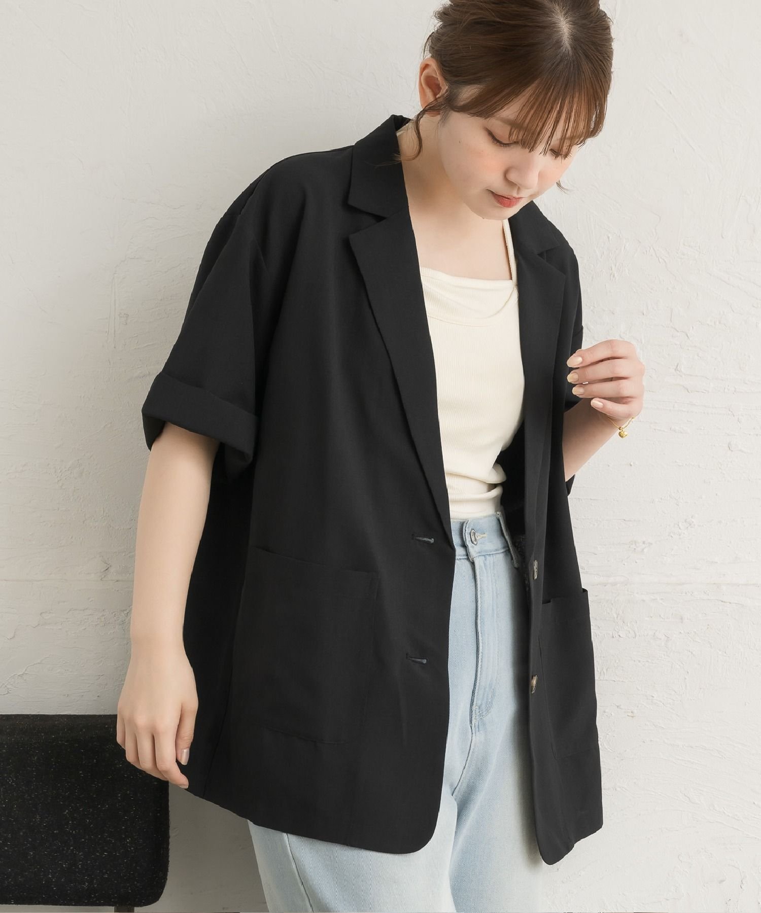 【レトロガール/RETRO GIRL】のテーラードシャツJK インテリア・キッズ・メンズ・レディースファッション・服の通販 founy(ファニー) 　ファッション　Fashion　レディースファッション　Fashion for Women　トップス・カットソー　Cut & Sew Tops　シャツ・ブラウス・オフィスカジュアル　Elegant Blouses & Button-Ups　おすすめ　Recommended / Our Picks　ジャケット　Jacket, Outerwear　スラックス　Slacks, Dress Pants　トレンド　Trend, Trending Now　プチプライス・低価格　Affordable / Budget Price　ベーシック　Basic, Essential　夏　Summer　ブラック|ID: prp329100004579458 ipo3291000000032720542