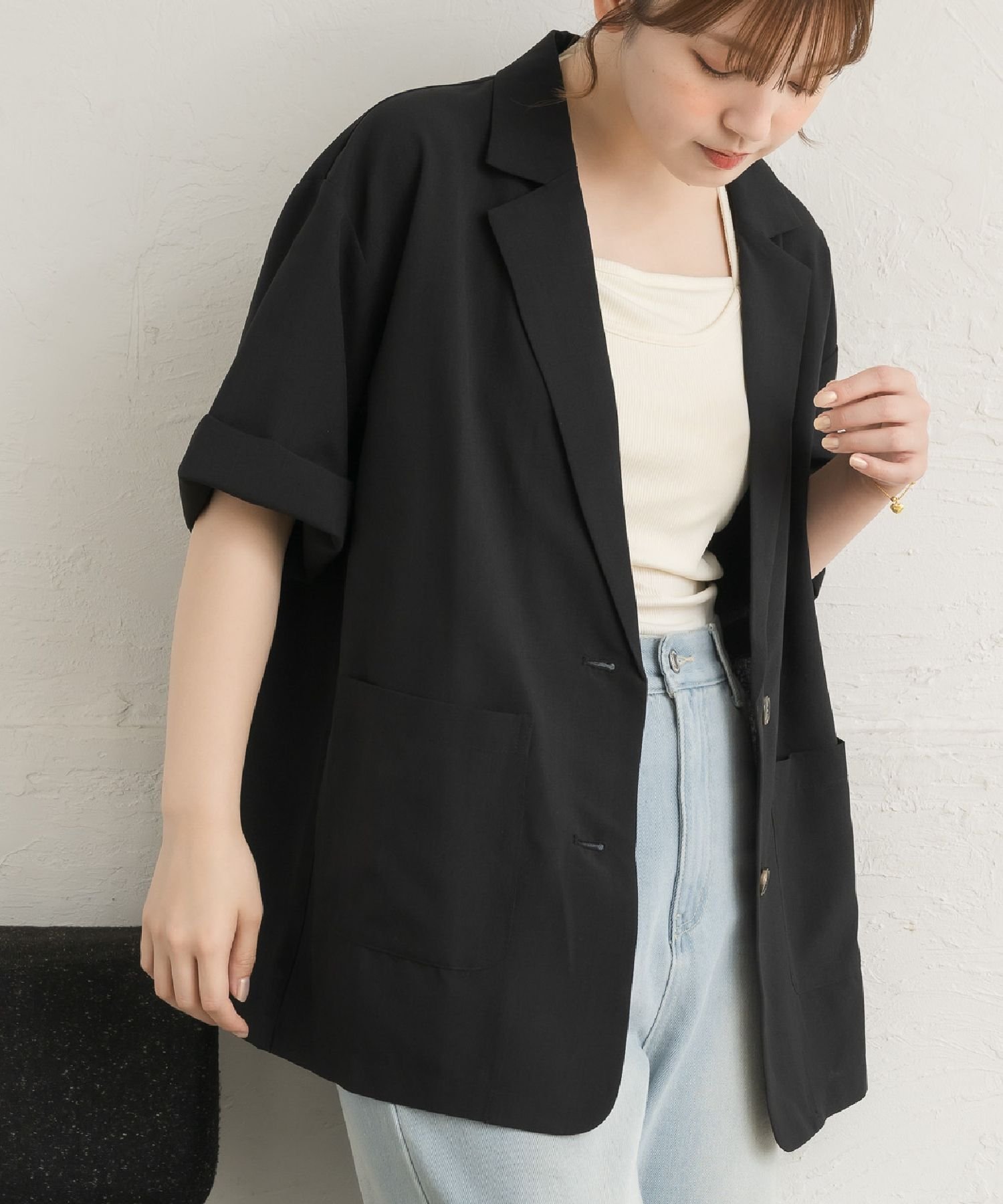 【レトロガール/RETRO GIRL】のテーラードシャツJK インテリア・キッズ・メンズ・レディースファッション・服の通販 founy(ファニー) 　ファッション　Fashion　レディースファッション　Fashion for Women　トップス・カットソー　Cut & Sew Tops　シャツ・ブラウス・オフィスカジュアル　Elegant Blouses & Button-Ups　おすすめ　Recommended / Our Picks　ジャケット　Jacket, Outerwear　スラックス　Slacks, Dress Pants　トレンド　Trend, Trending Now　プチプライス・低価格　Affordable / Budget Price　ベーシック　Basic, Essential　夏　Summer　ブラック|ID: prp329100004579458 ipo3291000000033671991