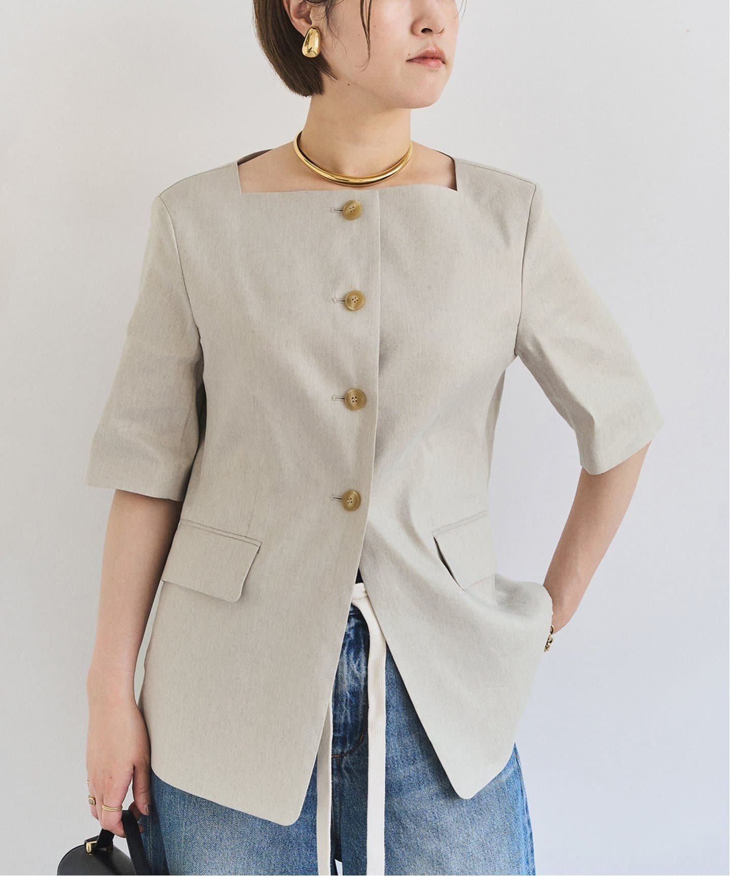 【プラージュ/Plage】のR IAM シェイプジャケット インテリア・キッズ・メンズ・レディースファッション・服の通販 founy(ファニー) 　ファッション　Fashion　レディースファッション　Ladies' Fashion Online　アウター　Coat Outerwear　ジャケット　Jackets　シェイプ　Shape　ジャケット　Jacket　ジュエリー　Jewelry　スクエア　Square　ナチュラル|ID: prp329100004579478 ipo3291000000032442219