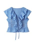【フレイ アイディー/FRAY I.D】のコットンエンブロイダリーフリルブラウス 人気、トレンドファッション・服の通販 founy(ファニー) 雑誌掲載アイテム Magazine Items ファッション雑誌 Fashion Magazines スウィート Sweet ファッション Fashion レディースファッション WOMEN トップス・カットソー Tops/Tshirt シャツ/ブラウス Shirts/Blouses 4月号 April Issue おすすめ Recommend セットアップ Set Up ラッフル Raffle リボン Ribbon レース Race 雑誌 Magazine thumbnail BLU[086]|ID: prp329100004579643 ipo3291000000032444112