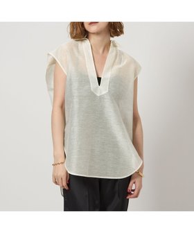 【ユナイテッドアローズ/UNITED ARROWS】のconte シアー スキッパー ノースリーブブラウス 人気、トレンドファッション・服の通販 founy(ファニー) ファッション Fashion レディースファッション Fashion for Women トップス・カットソー Cut & Sew Tops キャミソール&ノースリーブ Camisoles & Sleeveless Tops シャツ・ブラウス・オフィスカジュアル Elegant Blouses & Button-Ups オーガンジー Organza Fabric シアー Sheer, See-Through スキッパー Skipper, Open Collar ノースリーブ Sleeveless, No-Sleeve |ID:prp329100004579664