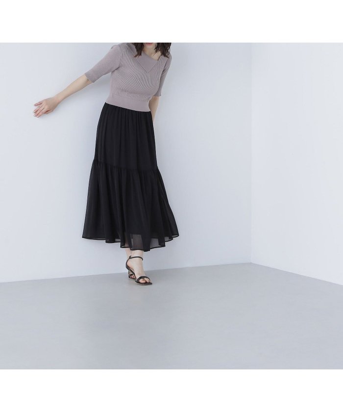 【ナチュラル ビューティー ベーシック/NATURAL BEAUTY BASIC】のアシメカラードッキングワンピース インテリア・キッズ・メンズ・レディースファッション・服の通販 founy(ファニー) https://founy.com/ ファッション Fashion レディースファッション WOMEN ワンピース Dress アシンメトリー Asymmetry ティアード Tiered |ID: prp329100004579698 ipo3291000000032445054