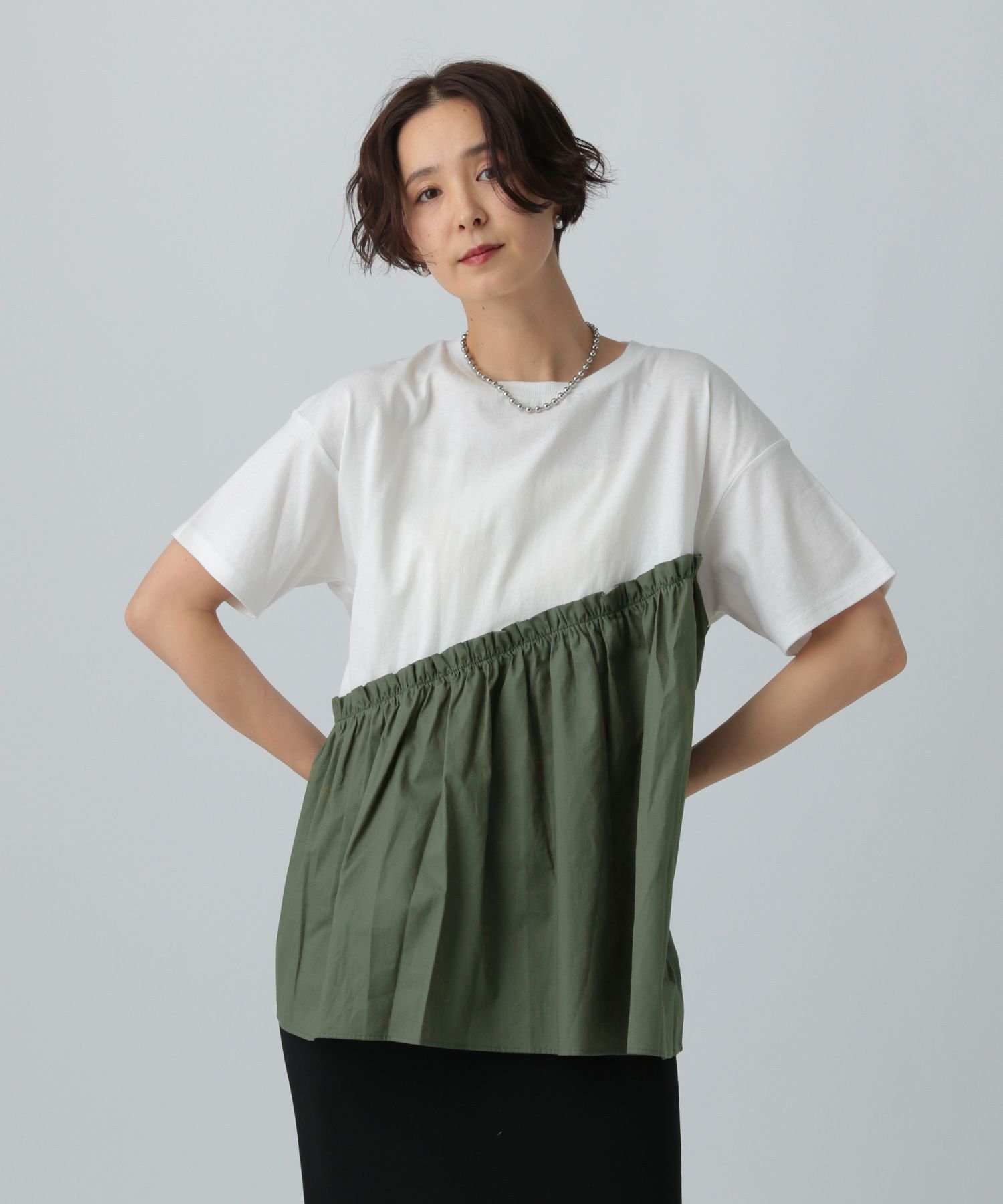 【レプシィム ローリーズファーム/LEPSIM LOWRYS FARM】の布帛コンビピグメントT 人気、トレンドファッション・服の通販 founy(ファニー) 　ファッション　Fashion　レディースファッション　Ladies' Fashion Online　おすすめ　Recommend　ドッキング　Docking　ボトム　Bottom　 other-1|ID: prp329100004579847 ipo3291000000032623453