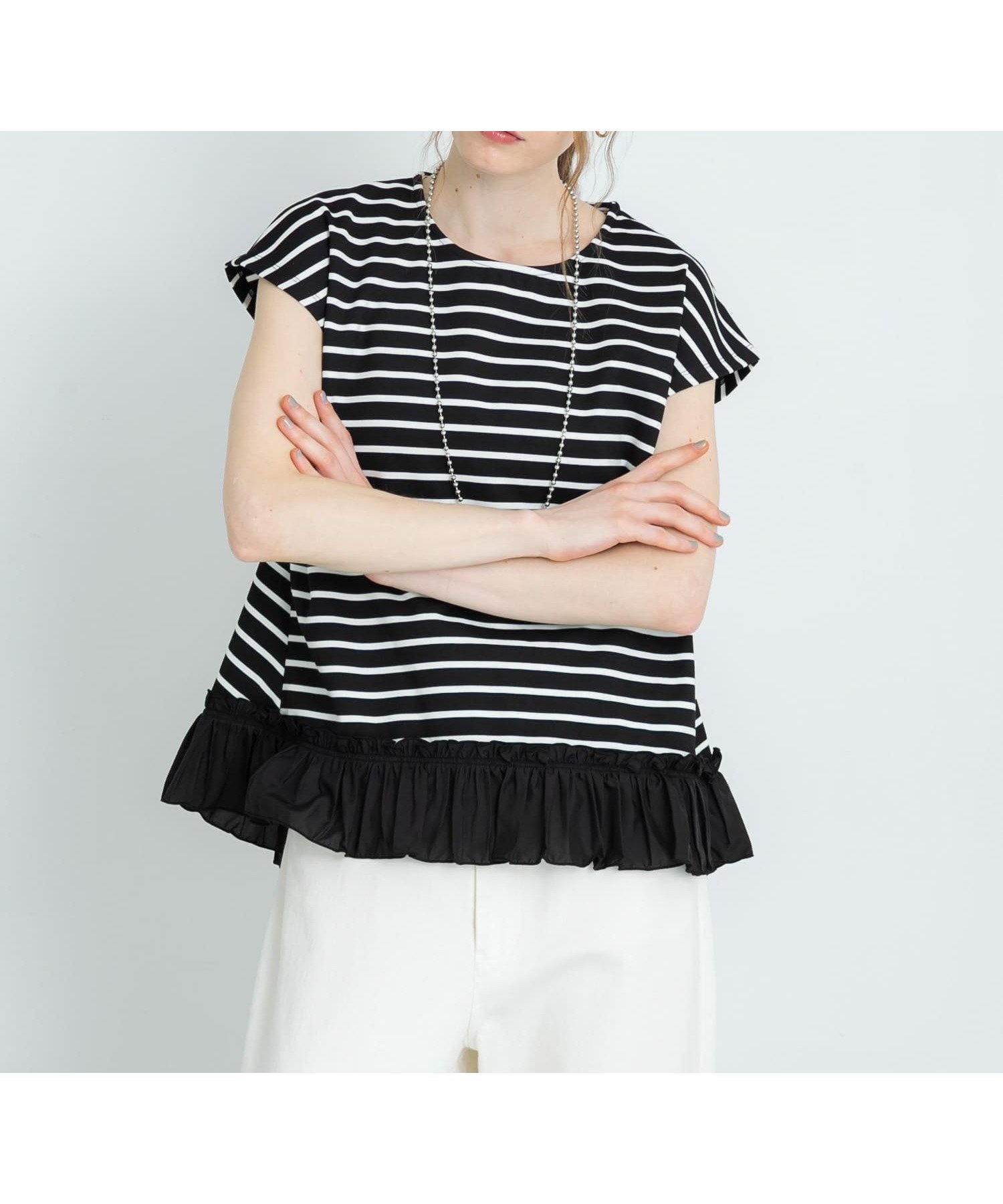 【サニーレーベル/Sonny Label / URBAN RESEARCH】のフリルヘムカットプルオーバー インテリア・キッズ・メンズ・レディースファッション・服の通販 founy(ファニー) 　ファッション　Fashion　レディースファッション　Ladies' Fashion Online　トップス・カットソー　Tops/Tshirt　プルオーバー　Pullover　2025年　2025　2025春夏・S/S　Ss,Spring/Summer,2025　おすすめ　Recommend　なめらか　Smooth　カットソー　Cut And Sew　スラックス　Slacks　デニム　Denim　トレンド　Trend　フリル　Frills　夏　Summer　S/S・春夏　Ss・Spring/Summer　ボーダー|ID: prp329100004579869 ipo3291000000032624129