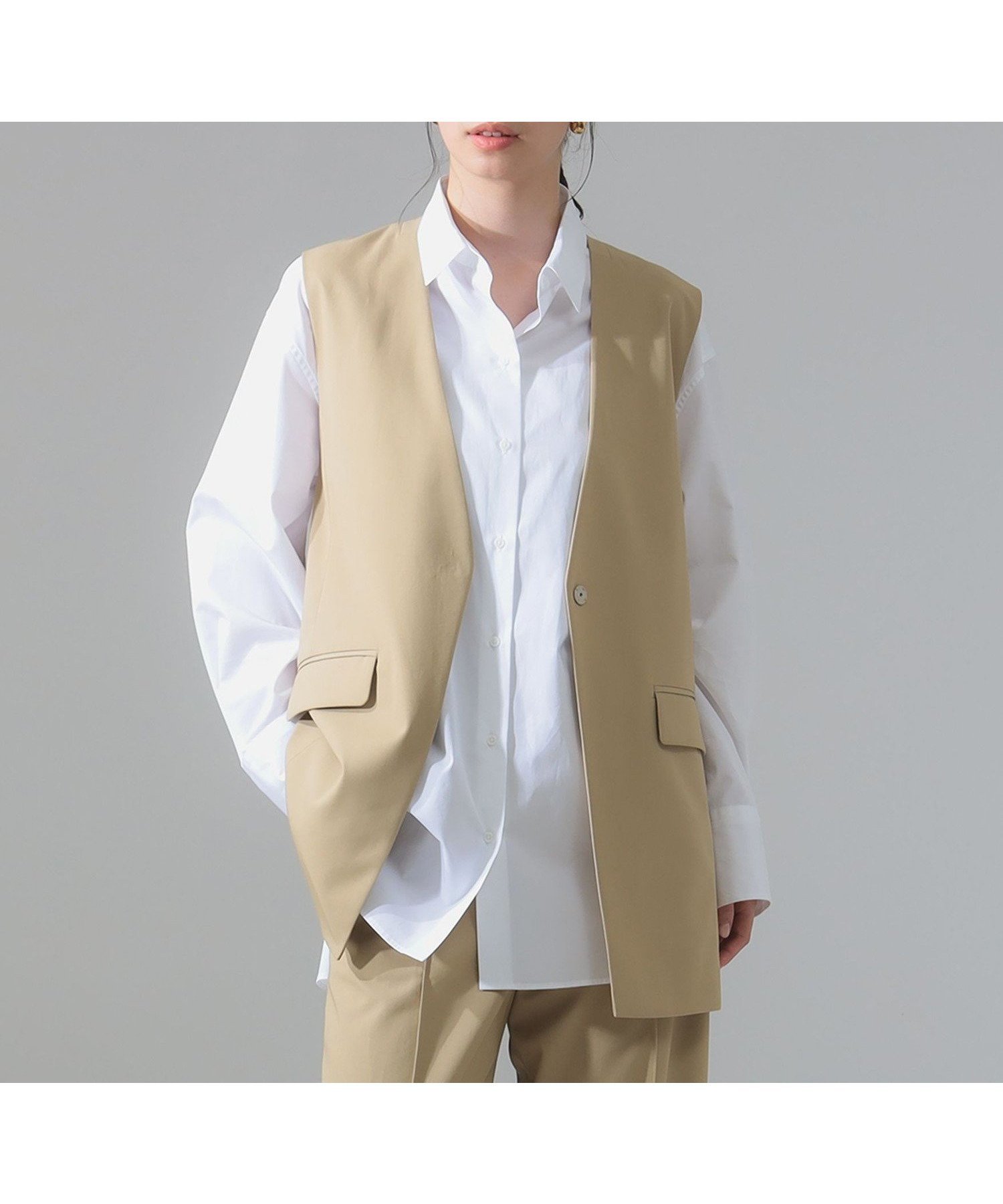 【デミルクス ビームス/Demi-Luxe BEAMS】の【6/5新規値下げ】コットン ラペルレス ジレ インテリア・キッズ・メンズ・レディースファッション・服の通販 founy(ファニー) 　ファッション　Fashion　レディースファッション　WOMEN　アウター　Coat Outerwear　トップス・カットソー　Tops/Tshirt　ベスト/ジレ　Gilets/Vests　おすすめ　Recommend　カットソー　Cut And Sew　シンプル　Simple　スリーブ　Sleeve　セットアップ　Set Up　ビジネス 仕事 通勤　Business　BEIGE|ID: prp329100004580025 ipo3291000000032448880