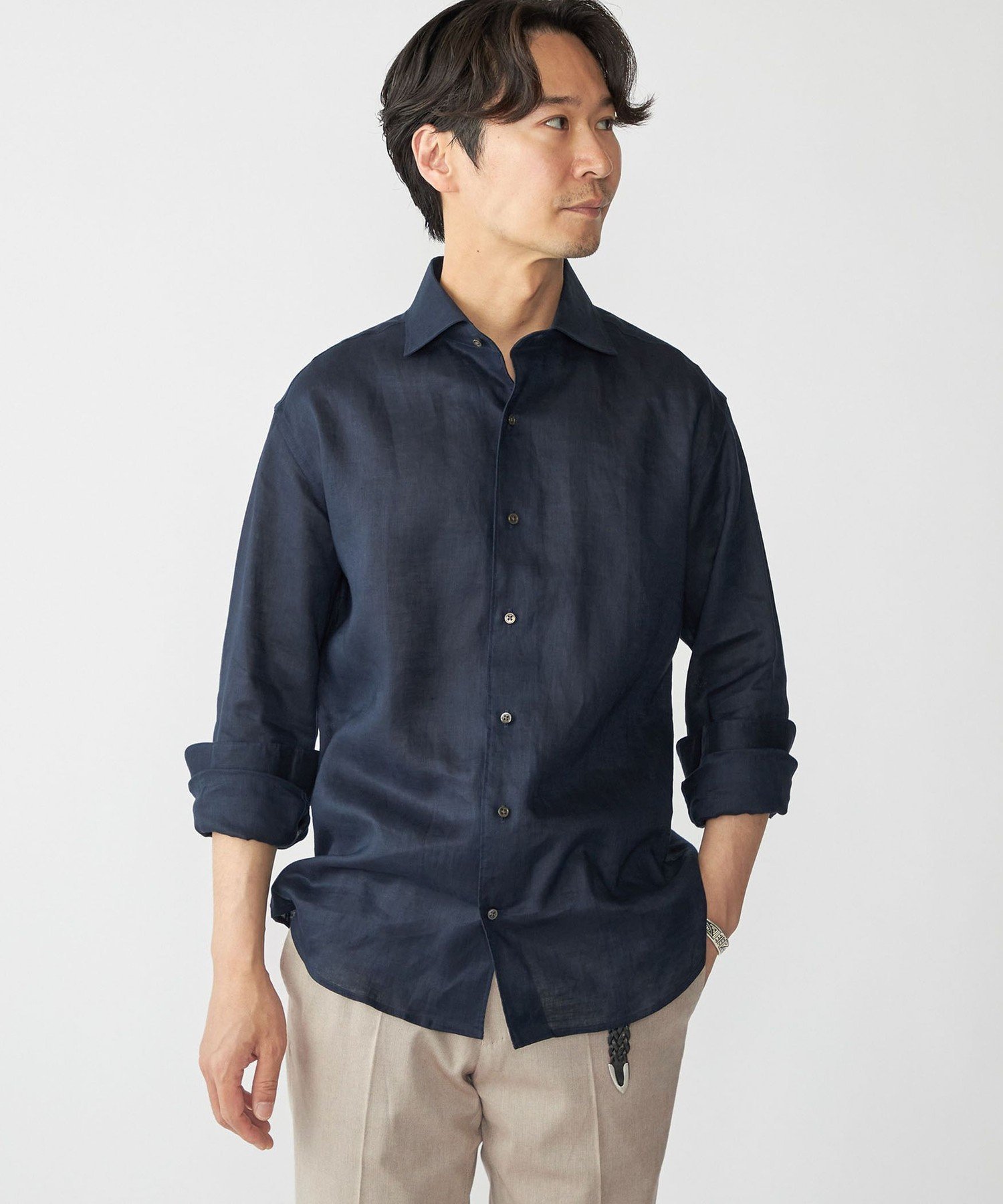 【シップス/SHIPS / MEN】のSHIPS ウォッシュド リネン ソリッド シャツ インテリア・キッズ・メンズ・レディースファッション・服の通販 founy(ファニー) 　ファッション　Fashion　メンズファッション　Fashion for Men　おすすめ　Recommended / Our Picks　カフス　Cuff Design　ショーツ　Shorts, Short Pants　ジャケット　Jacket, Outerwear　ドレス　Dress, One-Piece　バランス　Balance, Style Balance　ラウンド　Round, Round Neck　リゾート　Resort, Vacation Style　リネン　Linen, Linen Fabric　エレガント 上品　Elegant　吸水　Absorbent, Quick-Dry　夏　Summer　ネイビー|ID: prp329100004580073 ipo3291000000033000517