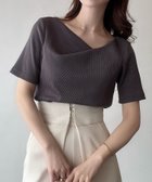 【ジュノア/JUNOAH】のMeiru アシメネックリブカットソー チャコール|ID: prp329100004580100 ipo3291000000032608427