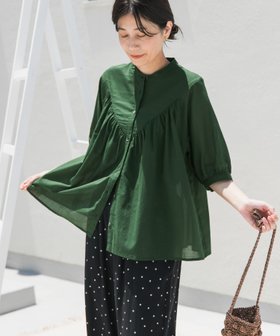 【アーバンリサーチ ドアーズ/URBAN RESEARCH DOORS】のコットンボイルV切替ギャザーブラウス 人気、トレンドファッション・服の通販 founy(ファニー) ファッション Fashion レディースファッション Fashion for Women トップス・カットソー Cut & Sew Tops シャツ・ブラウス・オフィスカジュアル Elegant Blouses & Button-Ups ウェーブ Wavy Pattern ギャザー Gathered, Ruffled 切替 Switching, Contrast Panel デニム Denim, Jeans Material 冬 Winter / This Winter S/S・春夏 SS, Spring/Summer, Warm Season 夏 Summer 2025年 2025 2025春夏・S/S Spring/Summer 2025 SS25 |ID:prp329100004580123