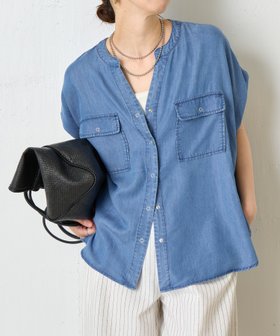 【その他のブランド/Other】の【大人カジュアルに決まる】ショートスリーブテンセルデニムシャツ 人気、トレンドファッション・服の通販 founy(ファニー) ファッション Fashion レディースファッション Fashion for Women トップス・カットソー Cut & Sew Tops シャツ・ブラウス・オフィスカジュアル Elegant Blouses & Button-Ups ショート Short, Short Length スマート Smart, Elegant スリット Slit, Slit Detail スリーブ Sleeve, Long Sleeve / Short Sleeve デニム Denim, Jeans Material 羽織 Haori, Light Jacket 再入荷 Restock / Back in Stock おすすめ Recommended / Our Picks |ID:prp329100004580127