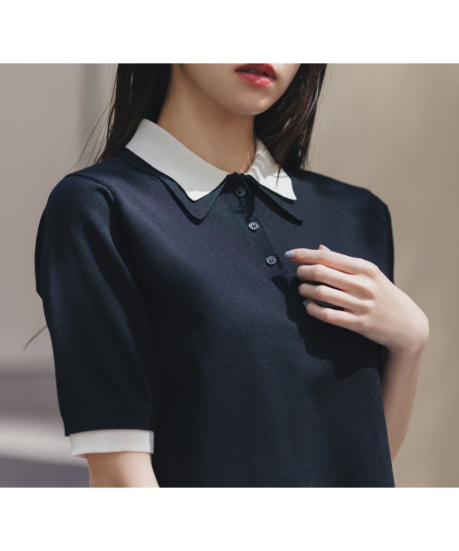 【ナチュラル ビューティー ベーシック/NATURAL BEAUTY BASIC】のダブルカラーポロニット 人気、トレンドファッション・服の通販 founy(ファニー) 　ファッション　Fashion　レディースファッション　WOMEN　トップス・カットソー　Tops/Tshirt　ニット　Knit Tops　ショート　Short　ダブル　Double　トレンド　Trend　 other-1|ID: prp329100004580147 ipo3291000000032450702