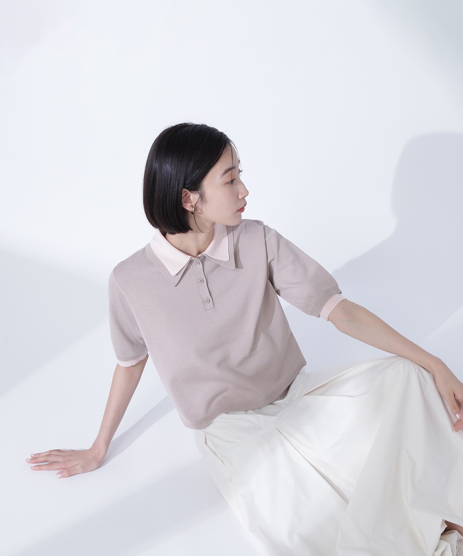 【ナチュラル ビューティー ベーシック/NATURAL BEAUTY BASIC】のダブルカラーポロニット インテリア・キッズ・メンズ・レディースファッション・服の通販 founy(ファニー) 　ファッション　Fashion　レディースファッション　WOMEN　トップス・カットソー　Tops/Tshirt　ニット　Knit Tops　ショート　Short　ダブル　Double　トレンド　Trend　ベージュ×ピンク2|ID: prp329100004580147 ipo3291000000032450707