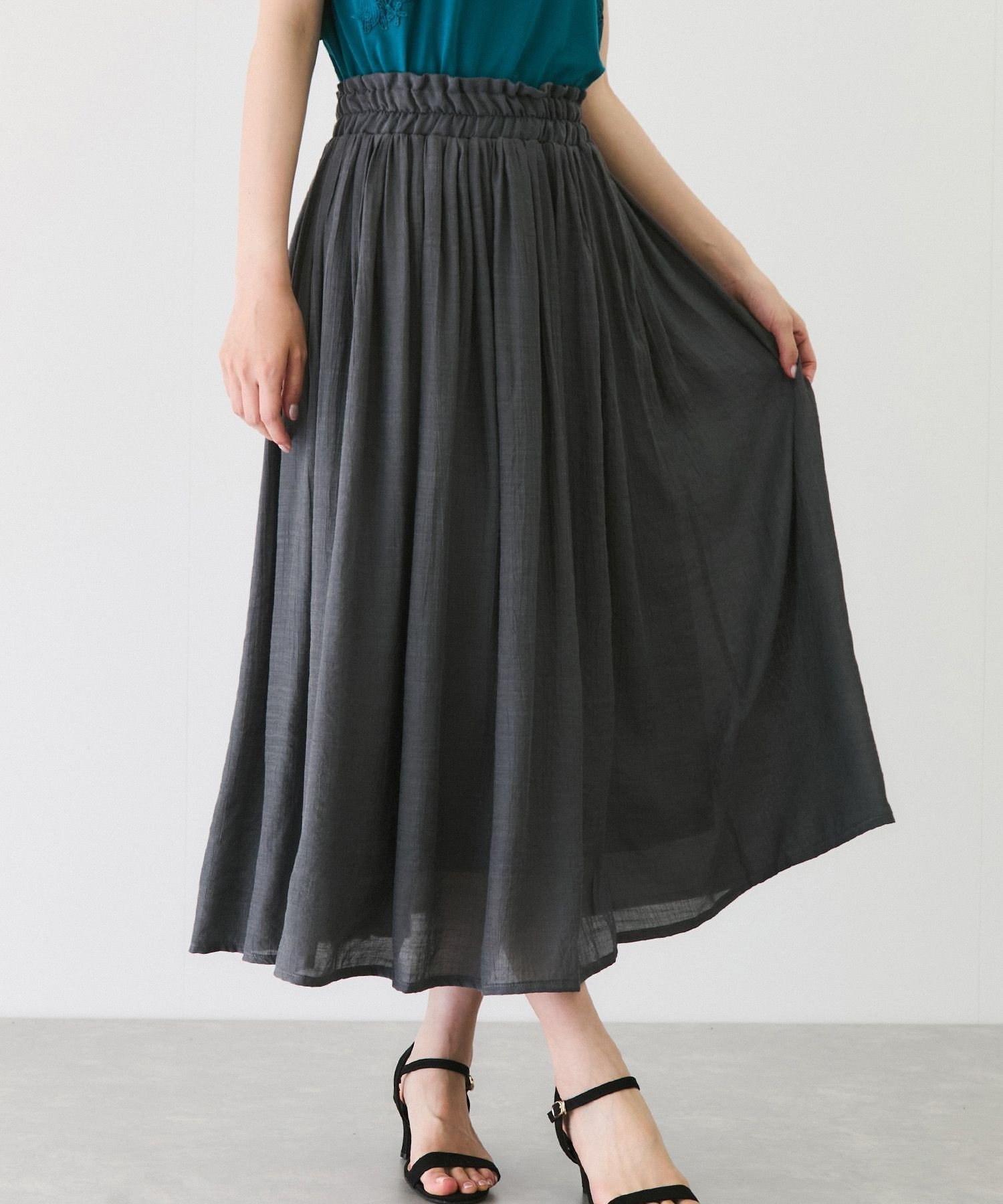 【ジャイロ/JAYRO】のRTスラブギャザースカート インテリア・キッズ・メンズ・レディースファッション・服の通販 founy(ファニー) 　ファッション　Fashion　レディースファッション　Fashion for Women　スカート　Skirts　カットソー　Cut and Sewn Top　ギャザー　Gathered, Ruffled　シアー　Sheer, See-Through　ポケット　Pocket, Pocket Detail　エレガント 上品　Elegant　夏　Summer　春　Spring　S/S・春夏　SS, Spring/Summer, Warm Season　チャコール(06)|ID: prp329100004580640 ipo3291000000033219838