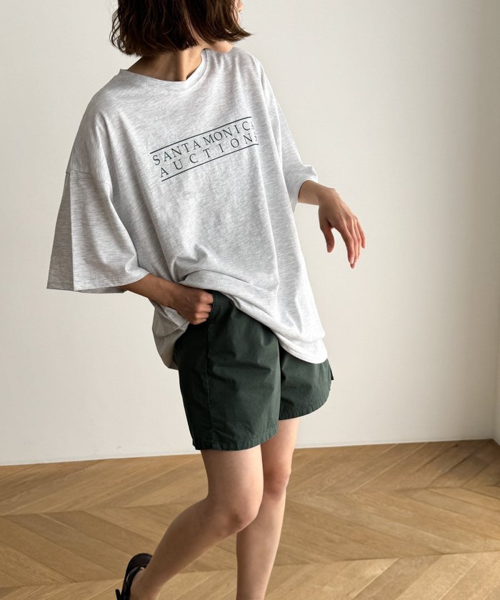 【キャナルジーン/CANAL JEAN】のEl mar AUCTIONS オーバーTシャツ インテリア・キッズ・メンズ・レディースファッション・服の通販 founy(ファニー) https://founy.com/ ファッション Fashion レディースファッション Fashion for Women トップス・カットソー Cut & Sew Tops シャツ・ブラウス・オフィスカジュアル Elegant Blouses & Button-Ups ロングTシャツ・Tシャツ Longline T-Shirts & Tees シンプル Simple, Minimal デニム Denim, Jeans Material ハーフ Half, Half-Length プリント Print, Printed Pattern ワイド Wide, Wide Fit 半袖 Short Sleeve, Half Sleeve |ID: prp329100004580675 ipo3291000000032728593