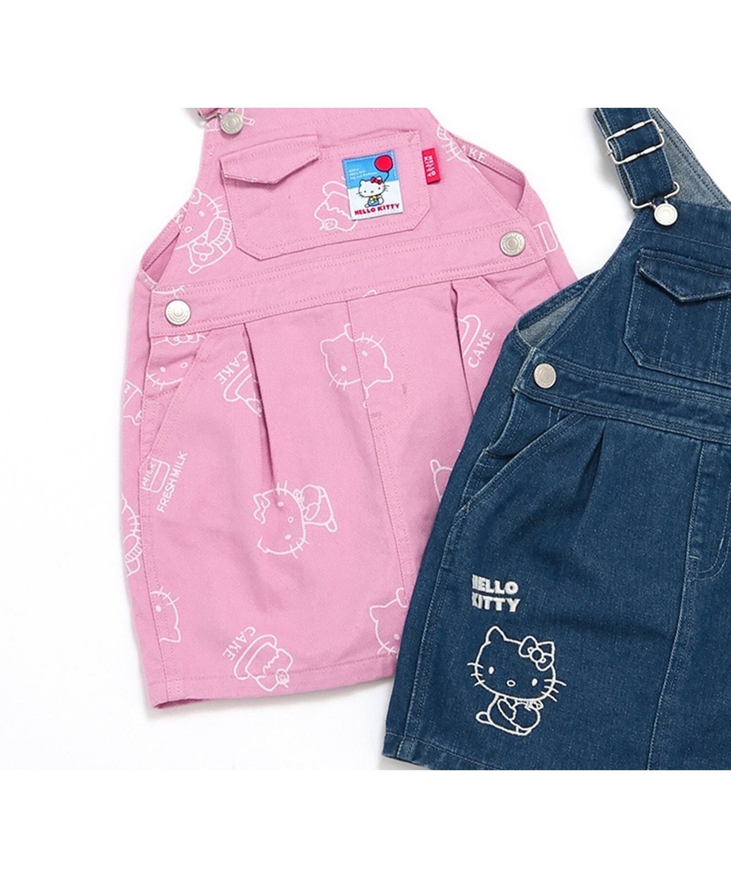 【その他のブランド/Other】の【ハローキティ】ジャンスカ インテリア・キッズ・メンズ・レディースファッション・服の通販 founy(ファニー) 　ファッション　Fashion　キッズファッション　Fashion for Kids　インナー　Innerwear　ジャンスカ　Jumper Skirt, Pinafore Dress　デニム　Denim, Jeans Material　プリント　Print, Printed Pattern　リボン　Ribbon, Bow　半袖　Short Sleeve, Half Sleeve　夏　Summer　ピンク|ID: prp329100004580691 ipo3291000000032679583