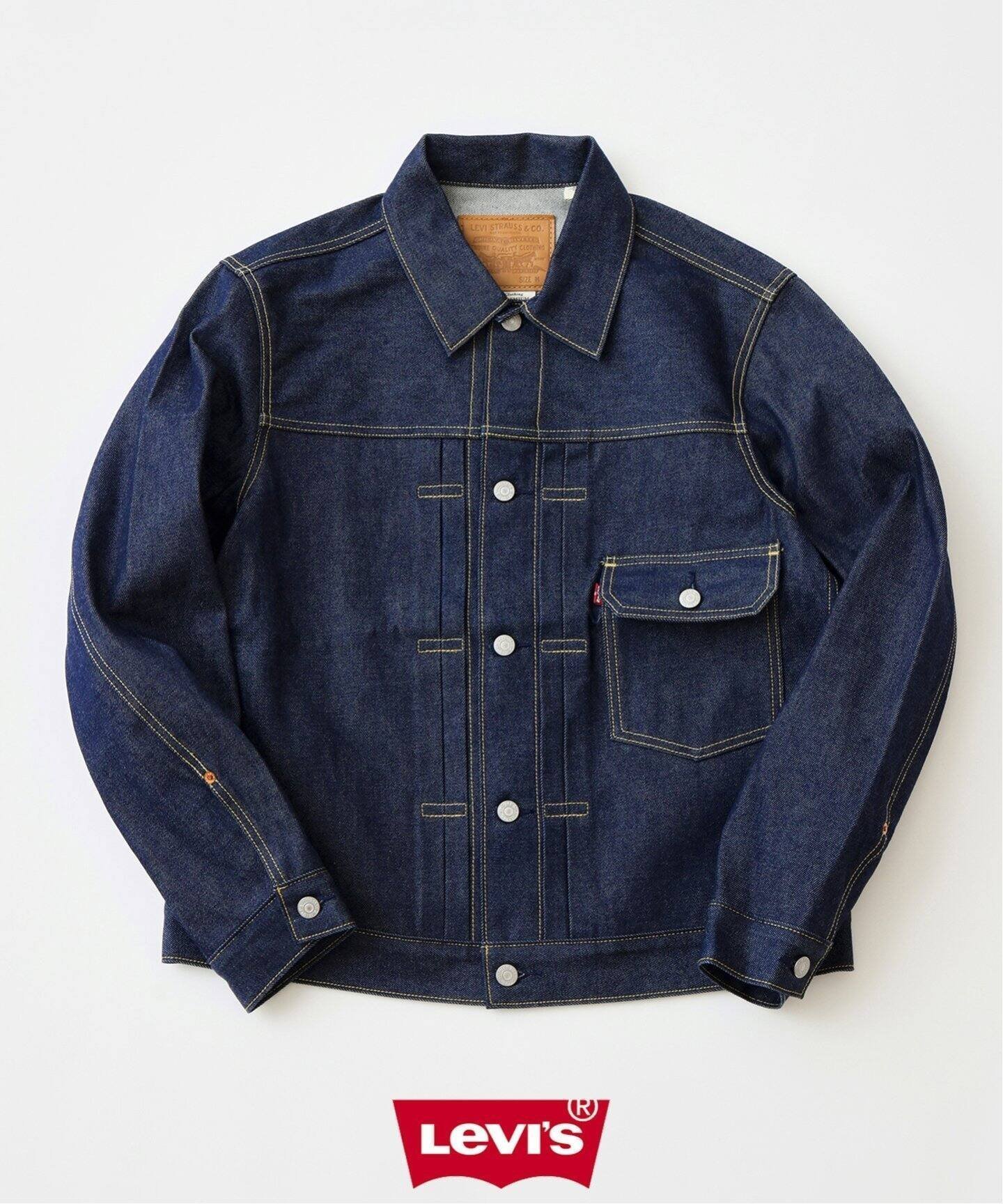 【ジャーナルスタンダード レリューム/JOURNAL STANDARD relume / MEN】のLEVI S / リーバイス TYPE1トラッカージャケット リジッド インテリア・キッズ・メンズ・レディースファッション・服の通販 founy(ファニー) 　ファッション　Fashion　メンズファッション　Men's Style Online　イエロー　Yellow　ヴィンテージ　Vintage　ショルダー　Shoulder　ジャケット　Jacket　デニム　Denim　フラップ　Flap　フロント　Front　ボックス　Box　ポケット　Pocket　別注　Special Order　ヨーク　Yoke　ネイビー|ID: prp329100004580927 ipo3291000000032597943