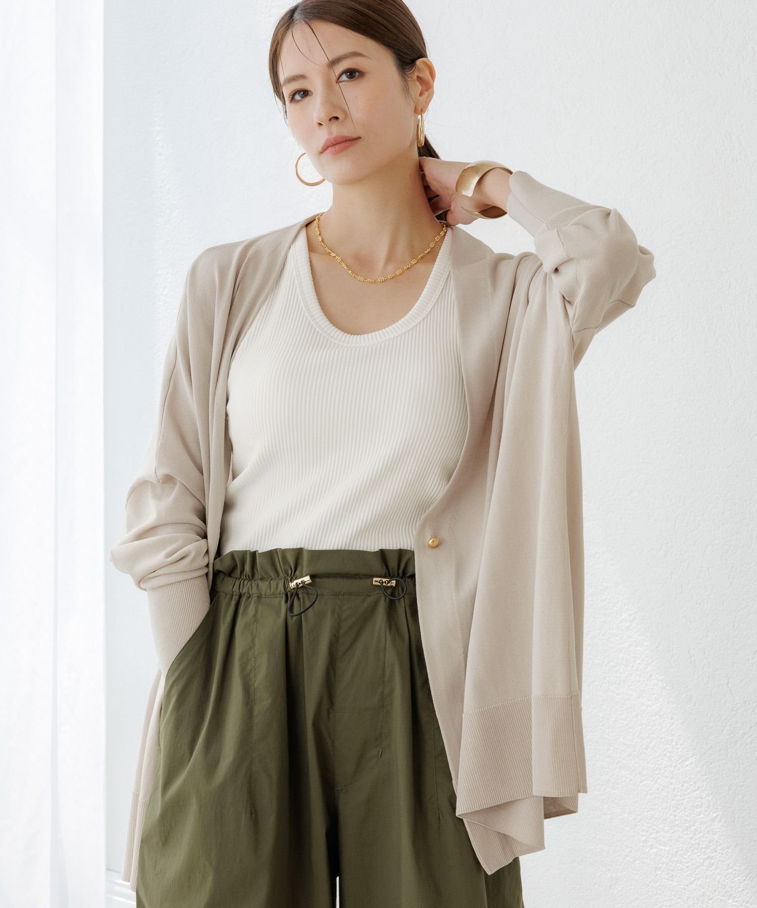 【エルーラ/Elura】のUVカットガウンカーディガン / 495594 インテリア・キッズ・メンズ・レディースファッション・服の通販 founy(ファニー) 　ファッション　Fashion　レディースファッション　Fashion for Women　トップス・カットソー　Cut & Sew Tops　カーディガン・羽織り　Layered Style Cardigans　エレガント 上品　Elegant　シンプル　Simple, Minimal　デニム　Denim, Jeans Material　トレンド　Trend, Trending Now　リラックス　Relax, Relaxed Fit　ワイド　Wide, Wide Fit　夏　Summer　旅行　Travel　グレージュ50|ID: prp329100004581018 ipo3291000000033614723