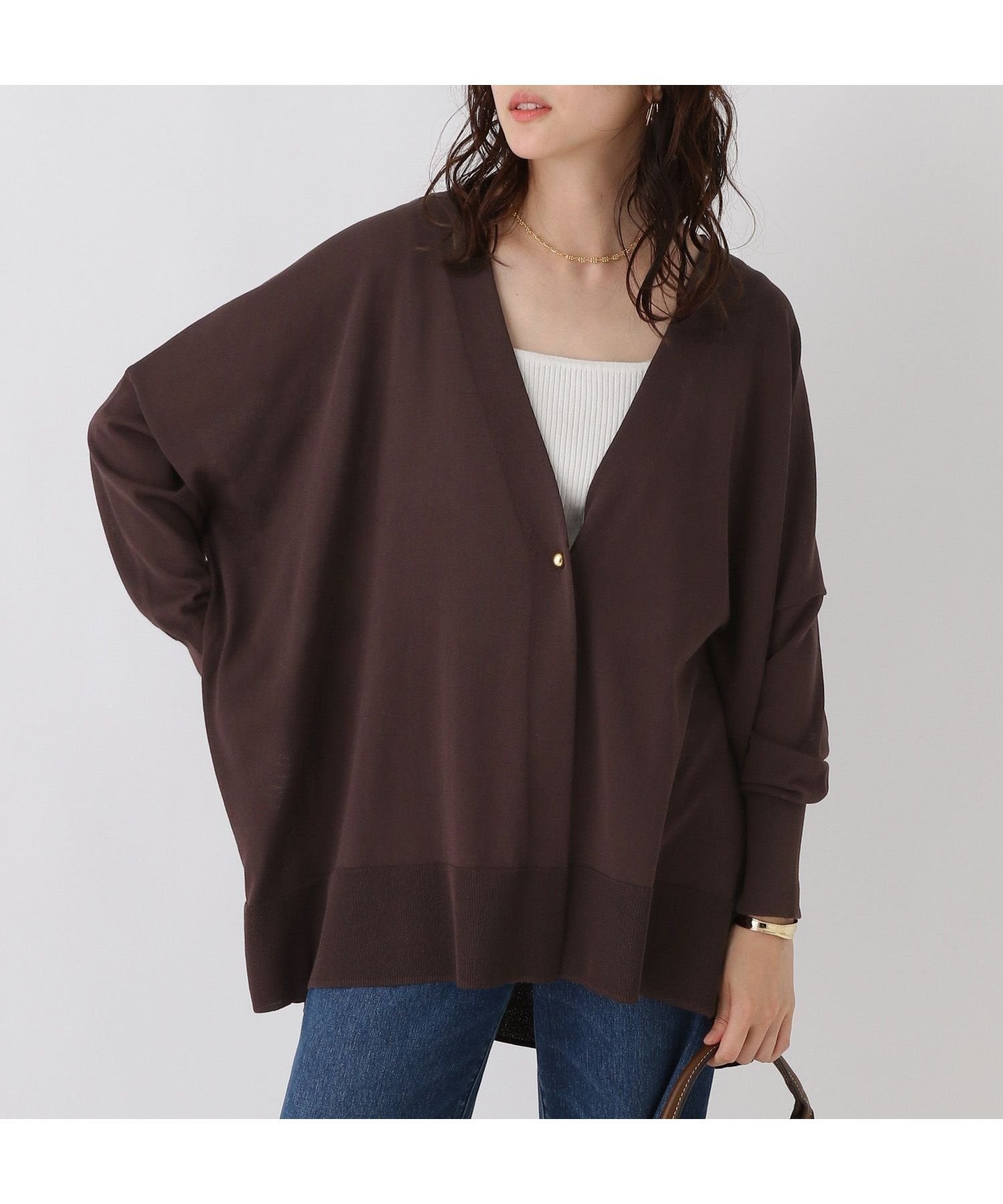 【エルーラ/Elura】のUVカットガウンカーディガン / 495594 インテリア・キッズ・メンズ・レディースファッション・服の通販 founy(ファニー) 　ファッション　Fashion　レディースファッション　Fashion for Women　トップス・カットソー　Cut & Sew Tops　カーディガン・羽織り　Layered Style Cardigans　エレガント 上品　Elegant　シンプル　Simple, Minimal　デニム　Denim, Jeans Material　トレンド　Trend, Trending Now　リラックス　Relax, Relaxed Fit　ワイド　Wide, Wide Fit　夏　Summer　旅行　Travel　ダークブラウン58|ID: prp329100004581018 ipo3291000000033614729