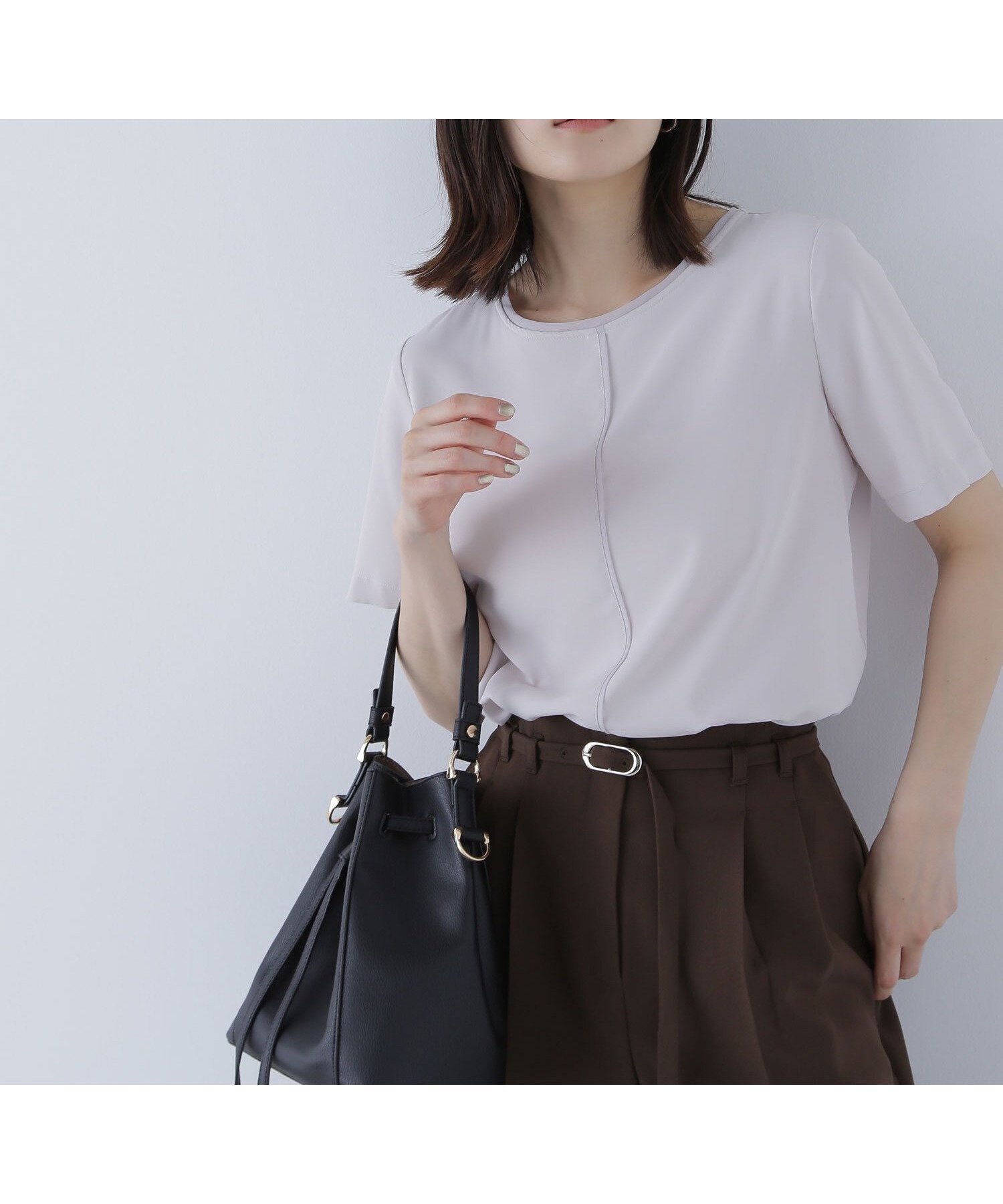 【ナチュラル ビューティー ベーシック/NATURAL BEAUTY BASIC】のシフォンラインTブラウス インテリア・キッズ・メンズ・レディースファッション・服の通販 founy(ファニー) 　ファッション　Fashion　レディースファッション　Fashion for Women　トップス・カットソー　Cut & Sew Tops　シャツ・ブラウス・オフィスカジュアル　Elegant Blouses & Button-Ups　おすすめ　Recommended / Our Picks　シアー　Sheer, See-Through　シフォン　Chiffon, Lightweight Fabric　シンプル　Simple, Minimal　ジャケット　Jacket, Outerwear　トレンド　Trend, Trending Now　フラット　Flat, Flat Shoes　フロント　Front, Front Design　グレージュ3|ID: prp329100004581135 ipo3291000000033558789