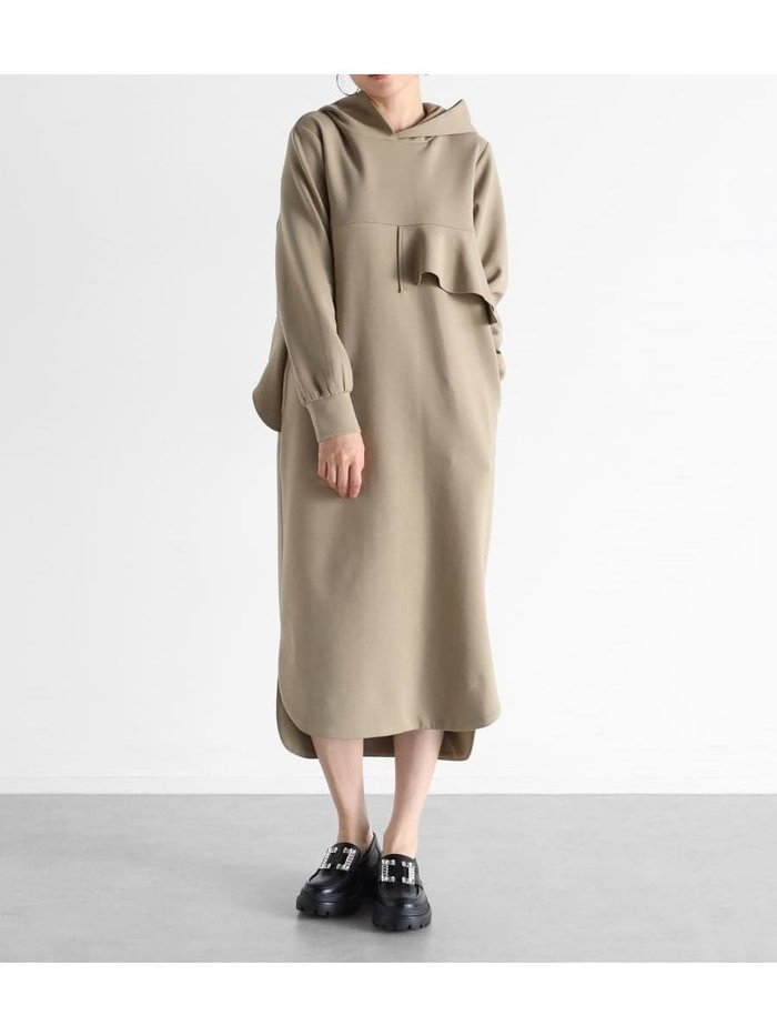 【ヴァン/Vin】のポイントフリルフーディワンピース インテリア・キッズ・メンズ・レディースファッション・服の通販 founy(ファニー) https://founy.com/ ファッション Fashion レディースファッション Fashion for Women ワンピース Dresses ストレッチ Stretch, Stretchy Fabric フリル Frill, Ruffle フロント Front, Front Design |ID: prp329100004581226 ipo3291000000032665691
