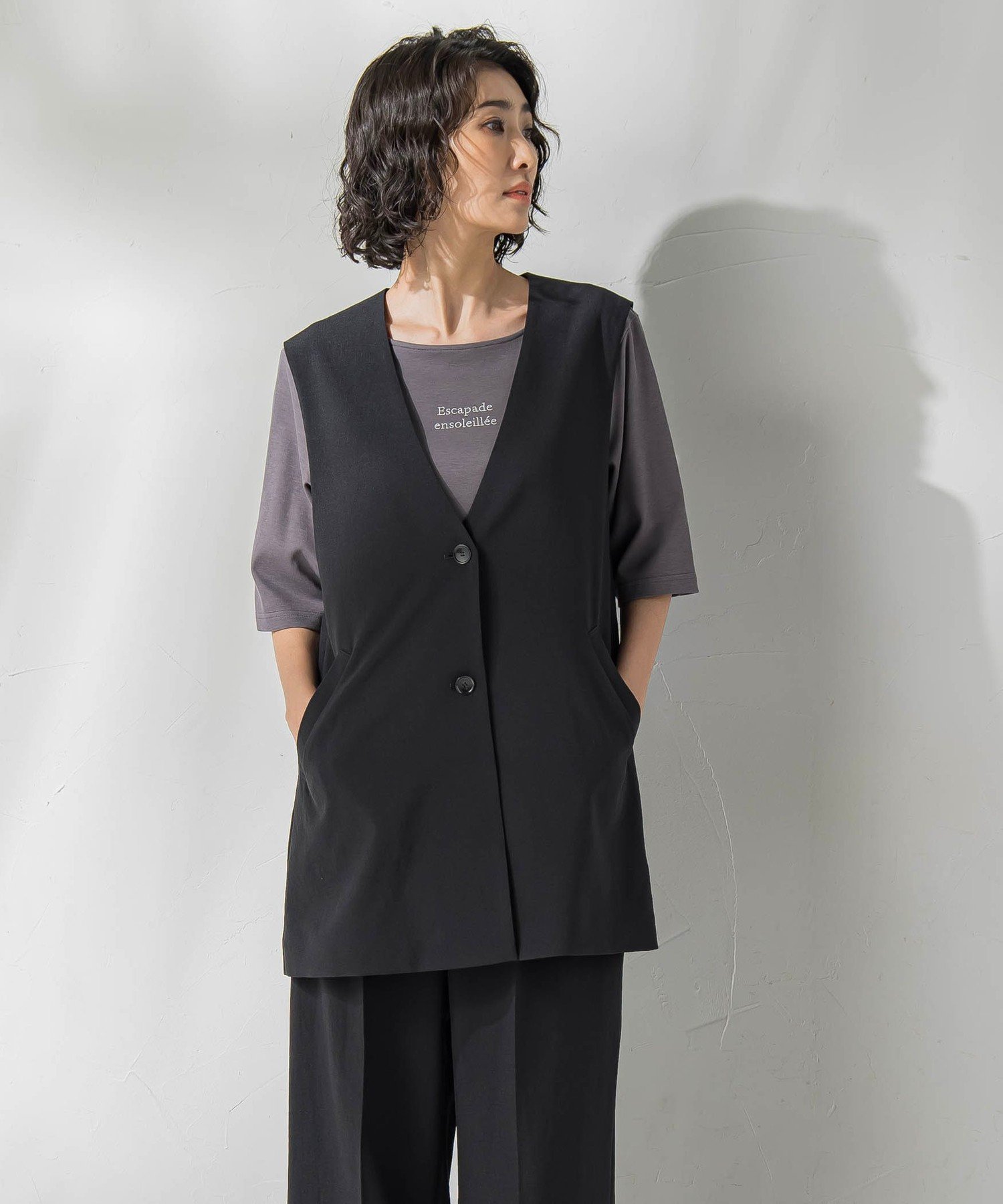 【ラ エフ/Laf…】のドライシャンタンジレ≪手洗い可能≫ インテリア・キッズ・メンズ・レディースファッション・服の通販 founy(ファニー) 　ファッション　Fashion　レディースファッション　Ladies' Fashion Online　アウター　Coat Outerwear　トップス・カットソー　Tops/Tshirt　ベスト/ジレ　Gilets/Vests　おすすめ　Recommend　セットアップ　Set Up　ブラック|ID: prp329100004581251 ipo3291000000032459904