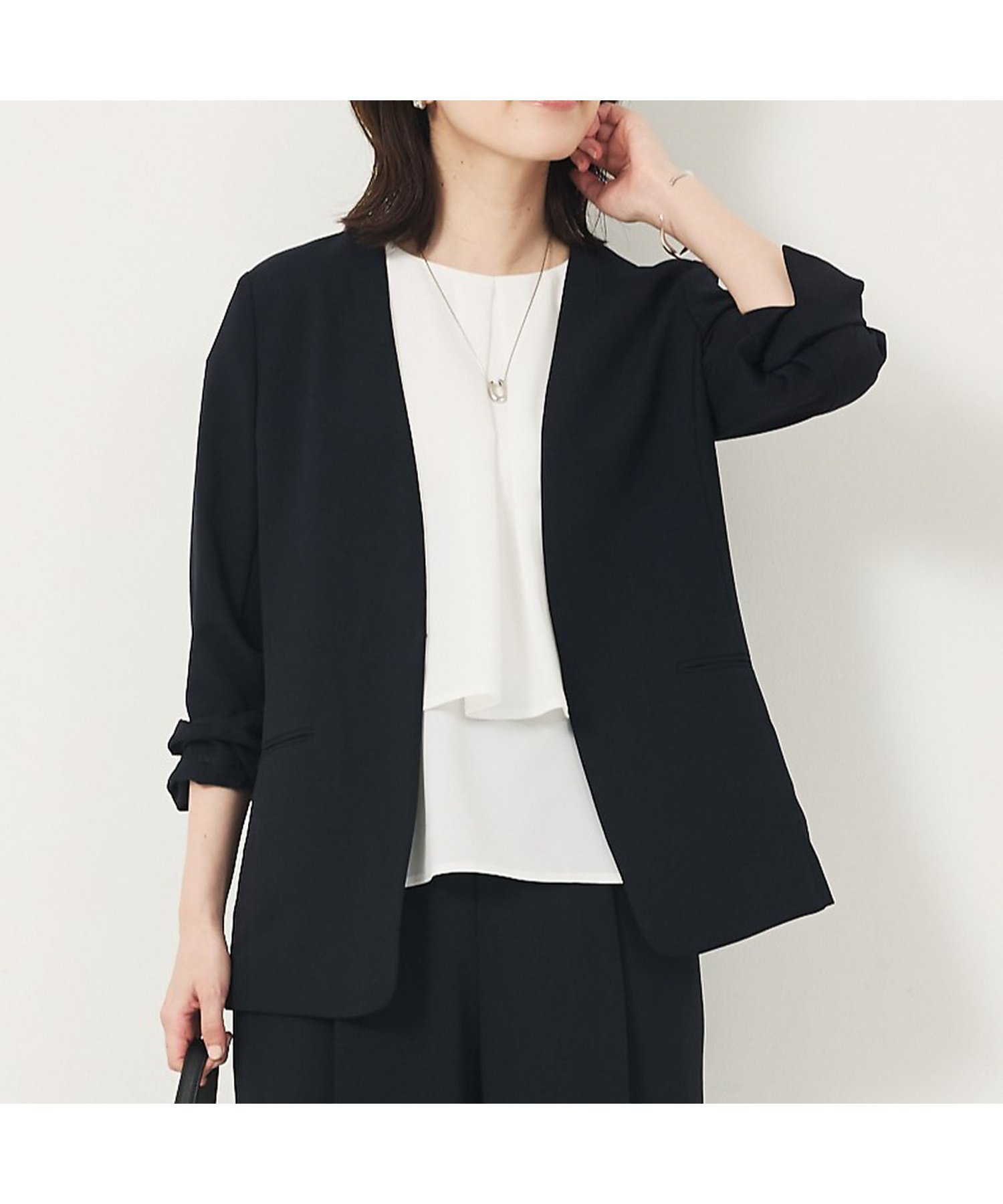 【アバハウスマヴィ/abahouse mavie】の【エニデイカセット・サマー】 ジョーゼットノーカラージャケット 人気、トレンドファッション・服の通販 founy(ファニー) 　ファッション　Fashion　レディースファッション　Ladies' Fashion Online　アウター　Coat Outerwear　ジャケット　Jackets　ノーカラージャケット　No Collar Leather Jackets　おすすめ　Recommend　エアリー　Airy　サマー　Summer　ショルダー　Shoulder　ジャケット　Jacket　ジョーゼット　Georgette　セットアップ　Set Up　チェック　Check　フロント　Front　人気　Popularity　夏　Summer　羽織　Haori　 other-1|ID: prp329100004581301 ipo3291000000032460367