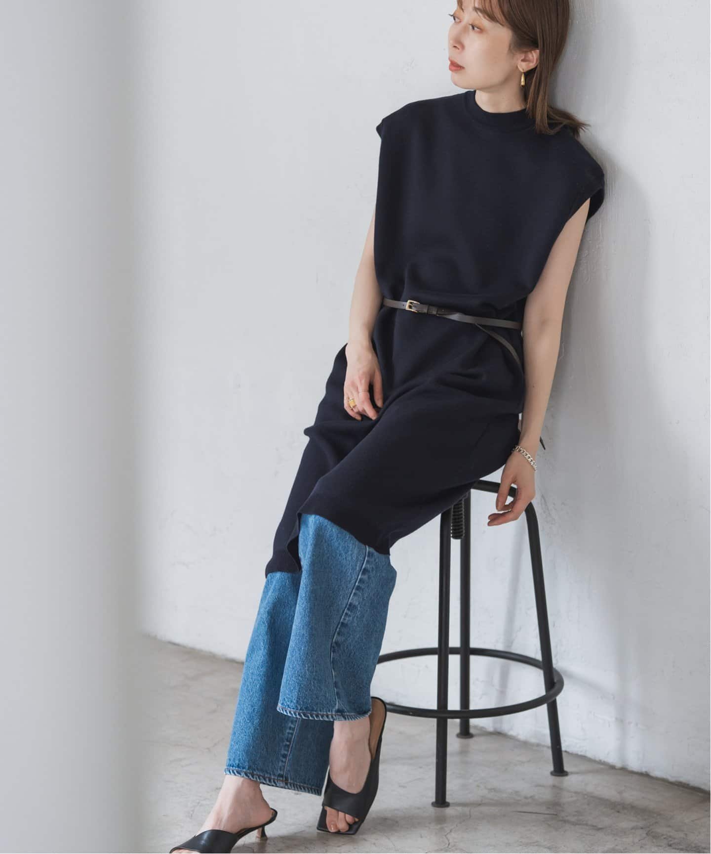 【ノーブル / スピック&スパン/NOBLE / Spick & Span】のWool Mix ミニ丈ワンピース インテリア・キッズ・メンズ・レディースファッション・服の通販 founy(ファニー) 　ファッション　Fashion　レディースファッション　Fashion for Women　ワンピース　Dresses　シンプル　Simple, Minimal　スリーブ　Sleeve, Long Sleeve / Short Sleeve　ノースリーブ　Sleeveless, No-Sleeve　バランス　Balance, Style Balance　フレンチ　French, French Style　ボックス　Boxy, Box Shape　ロング　Long, Long-Length　エレガント 上品　Elegant　ネイビー|ID: prp329100004581473 ipo3291000000033427037