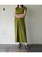 【ラシュッド/LASUD】のバックベルトノースリーブリブワンピース ダークグリーン|ID: prp329100004581502 ipo3291000000032709010