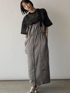 【ラシュッド/LASUD】の配色ステッチフロントジップジャンパースカート グレー|ID: prp329100004581505 ipo3291000000032666200