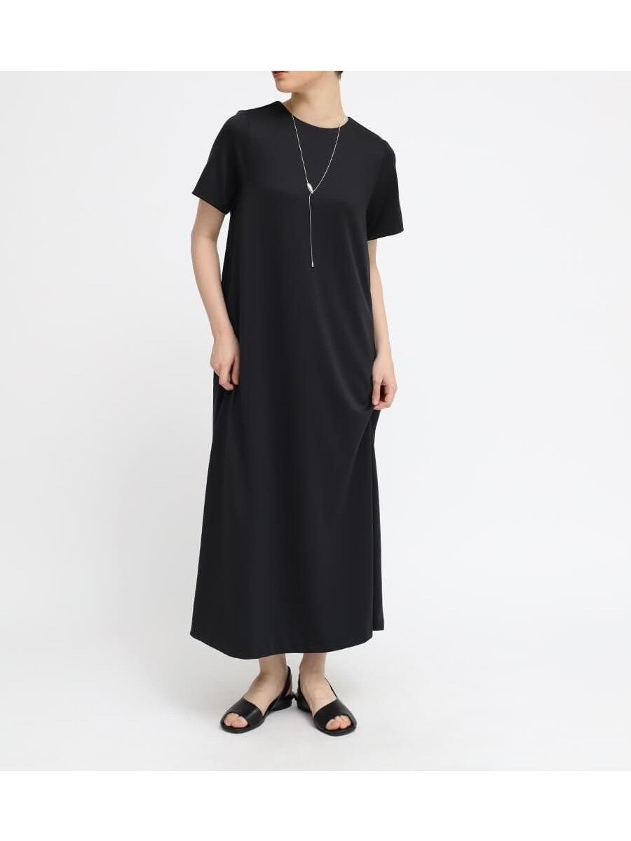 【ラシュッド/LASUD】のバックジップフレアワンピース インテリア・キッズ・メンズ・レディースファッション・服の通販 founy(ファニー) 　ファッション　Fashion　レディースファッション　Fashion for Women　ワンピース　Dresses　シンプル　Simple, Minimal　ドレープ　Drape, Draping Fabric　フォルム　Silhouette, Form　マキシ　Maxi, Full Length　エレガント 上品　Elegant　ブラック|ID: prp329100004581506 ipo3291000000032709025