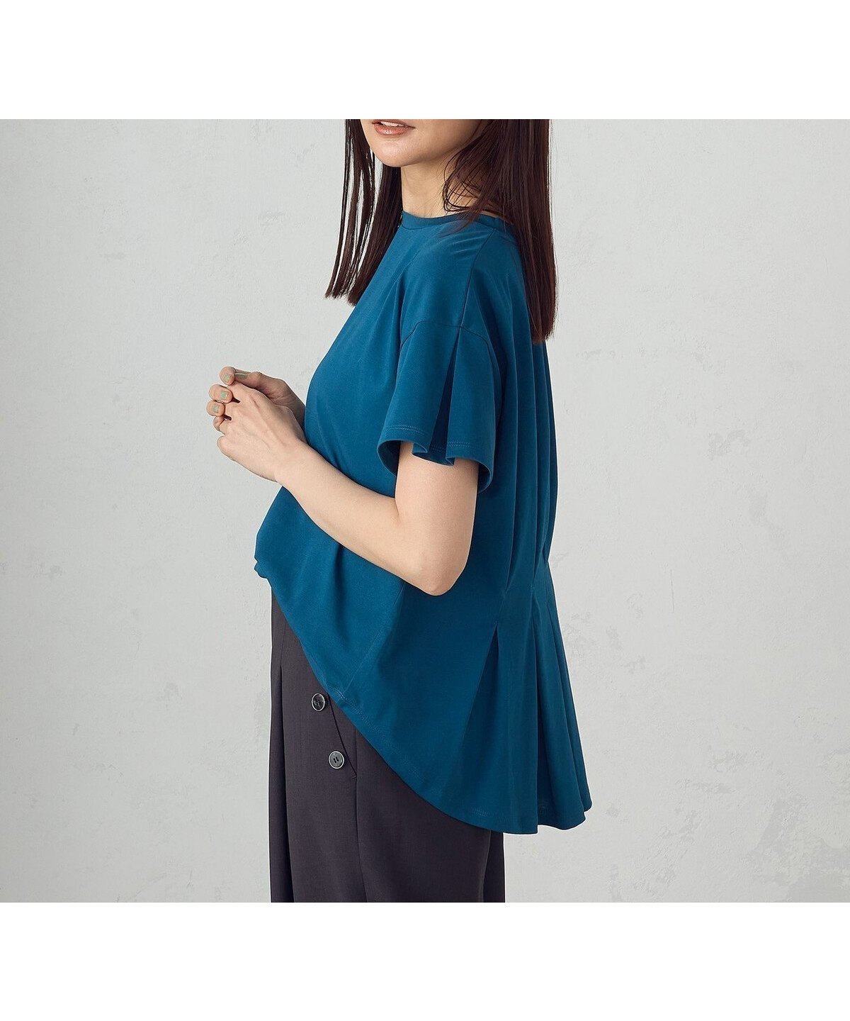 【コムサイズム/COMME CA ISM】の【接触冷感】バックタックTシャツ インテリア・キッズ・メンズ・レディースファッション・服の通販 founy(ファニー) 　ファッション　Fashion　レディースファッション　Fashion for Women　トップス・カットソー　Cut & Sew Tops　シャツ・ブラウス・オフィスカジュアル　Elegant Blouses & Button-Ups　ロングTシャツ・Tシャツ　Longline T-Shirts & Tees　バッグ　Bags　ポケット　Pocket, Pocket Detail　ブルー|ID: prp329100004581672 ipo3291000000032729551