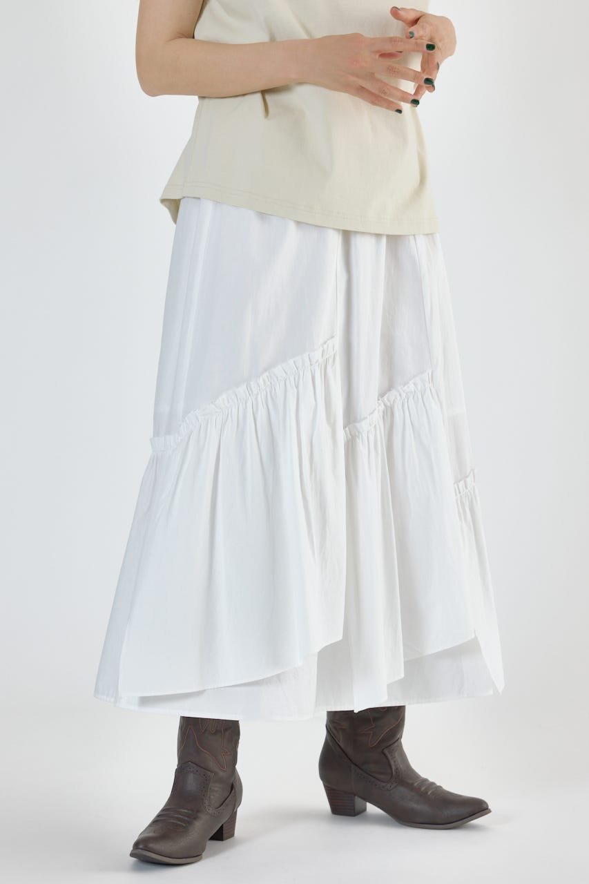【ロデオクラウンズワイドボウル/RODEO CROWNS WIDE BOWL】のアシンメトリーギャザースカート 人気、トレンドファッション・服の通販 founy(ファニー) 　ファッション　Fashion　レディースファッション　Fashion for Women　スカート　Skirts　おすすめ　Recommended / Our Picks　アシンメトリー　Asymmetrical Style　ギャザー　Gathered, Ruffled　スニーカー　Sneakers, Trainers　ダウン　Down, Puffer　デニム　Denim, Jeans Material　フリル　Frill, Ruffle　ミリタリー　Military, Army Style　ロング　Long, Long-Length　楽ちん　Easy Fit, Comfortable　 other-1|ID: prp329100004581911 ipo3291000000033220475