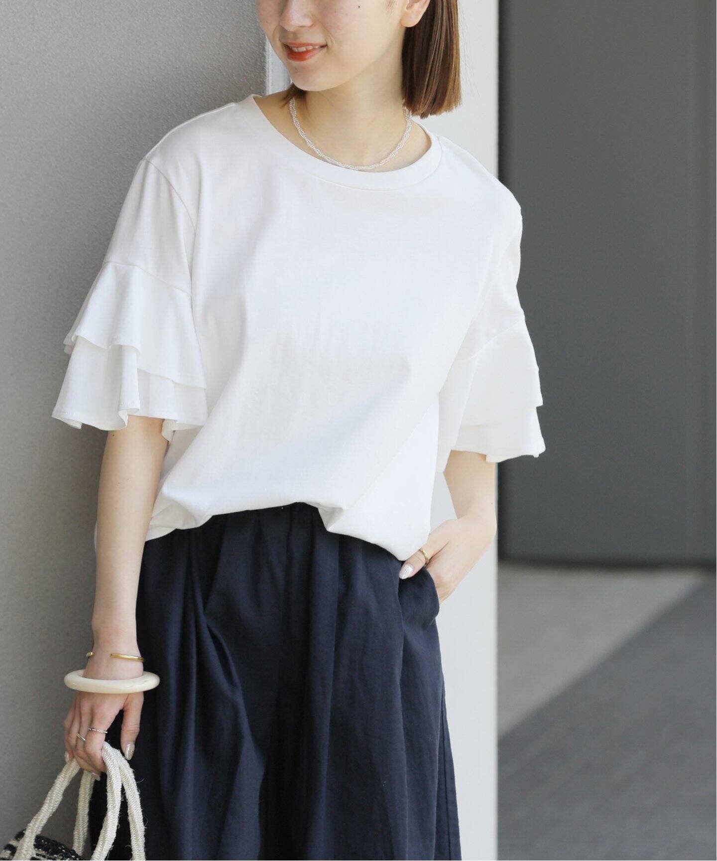 【ジャーナルスタンダード レリューム/JOURNAL STANDARD relume】の《WEB限定追加 》天竺フリルTEE インテリア・キッズ・メンズ・レディースファッション・服の通販 founy(ファニー) 　ファッション　Fashion　レディースファッション　WOMEN　2025年　2025　2025春夏・S/S　Ss,Spring/Summer,2025　フリル　Frills　ホワイト|ID: prp329100004581965 ipo3291000000032467423