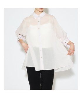 【マーコート/MARcourt】のMIDIUMISOLID for Ladies シアースリットスリーブチュニックシャツ 人気、トレンドファッション・服の通販 founy(ファニー) ファッション Fashion レディースファッション Fashion for Women トップス・カットソー Cut & Sew Tops シャツ・ブラウス・オフィスカジュアル Elegant Blouses & Button-Ups スリット Slit, Slit Detail ポケット Pocket, Pocket Detail レギュラー Regular, Standard Fit エレガント 上品 Elegant 今季 This Season, Current Season 再入荷 Restock / Back in Stock 無地 Plain, Solid Color |ID:prp329100004581986