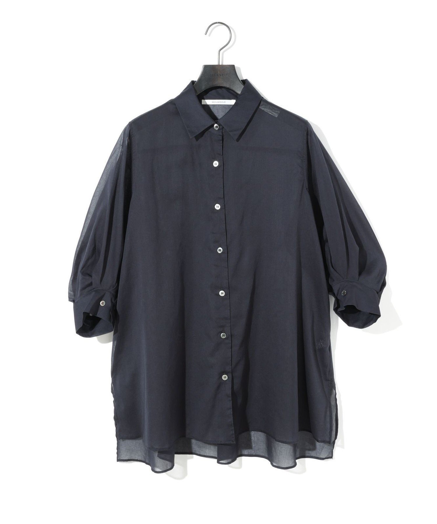 【マーコート/MARcourt】のMIDIUMISOLID for Ladies シアースリットスリーブチュニックシャツ インテリア・キッズ・メンズ・レディースファッション・服の通販 founy(ファニー) 　ファッション　Fashion　レディースファッション　Fashion for Women　トップス・カットソー　Cut & Sew Tops　シャツ・ブラウス・オフィスカジュアル　Elegant Blouses & Button-Ups　スリット　Slit, Slit Detail　ポケット　Pocket, Pocket Detail　レギュラー　Regular, Standard Fit　エレガント 上品　Elegant　今季　This Season, Current Season　再入荷　Restock / Back in Stock　無地　Plain, Solid Color　ネイビー|ID: prp329100004581986 ipo3291000000033187797
