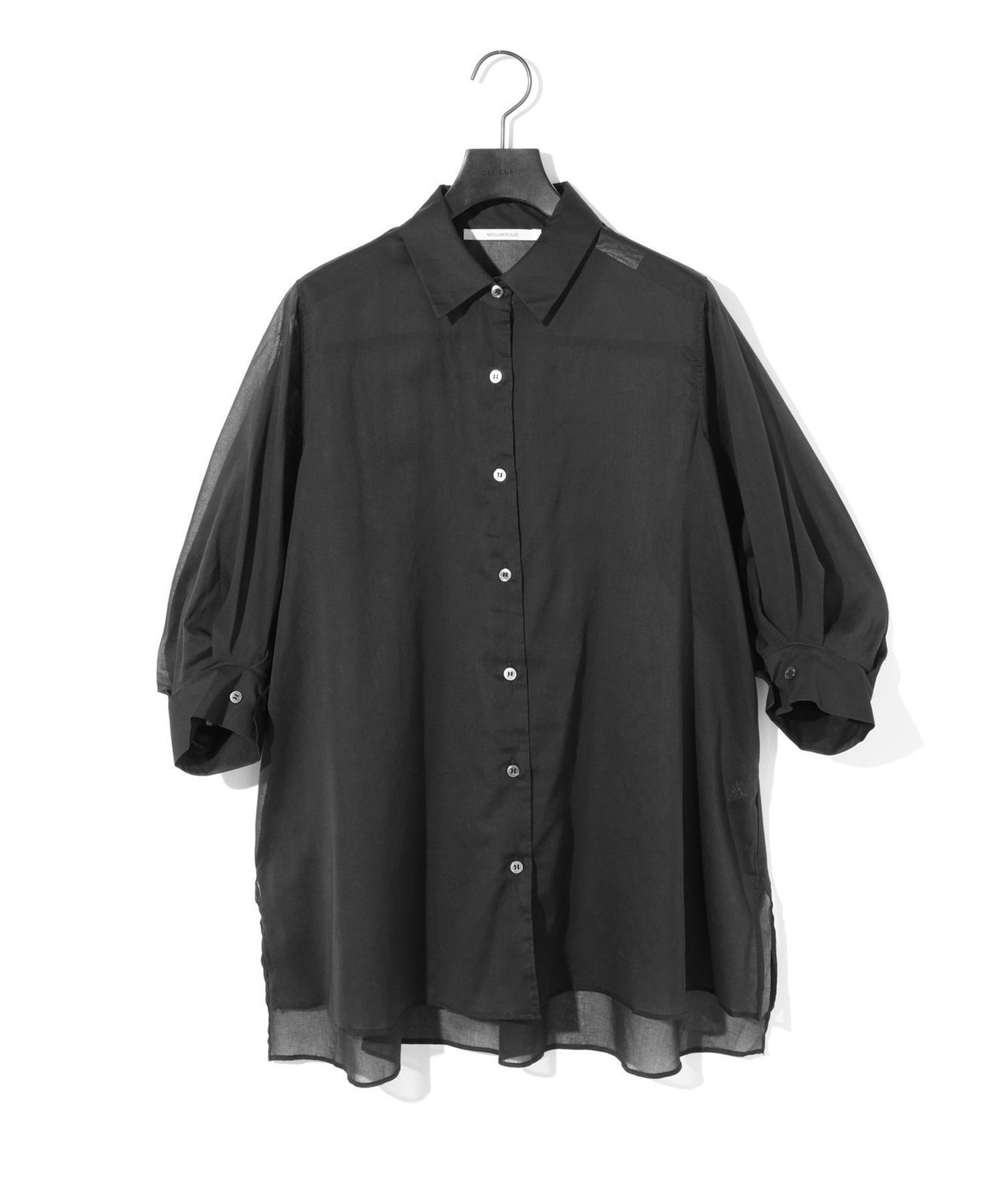 【マーコート/MARcourt】のMIDIUMISOLID for Ladies シアースリットスリーブチュニックシャツ インテリア・キッズ・メンズ・レディースファッション・服の通販 founy(ファニー) 　ファッション　Fashion　レディースファッション　Fashion for Women　トップス・カットソー　Cut & Sew Tops　シャツ・ブラウス・オフィスカジュアル　Elegant Blouses & Button-Ups　スリット　Slit, Slit Detail　ポケット　Pocket, Pocket Detail　レギュラー　Regular, Standard Fit　エレガント 上品　Elegant　今季　This Season, Current Season　再入荷　Restock / Back in Stock　無地　Plain, Solid Color　ブラック|ID: prp329100004581986 ipo3291000000033187800