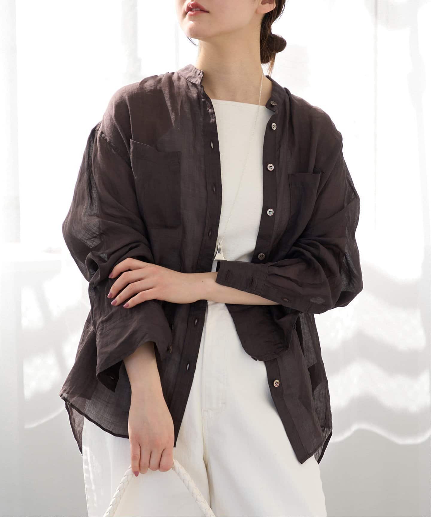 【イエナ/IENA】の《追加》ラミーバンドカラーシャツ インテリア・キッズ・メンズ・レディースファッション・服の通販 founy(ファニー) 　ファッション　Fashion　レディースファッション　Ladies' Fashion Online　トップス・カットソー　Tops/Tshirt　シャツ/ブラウス　Shirts/Blouses　2025年　2025　2025春夏・S/S　Ss,Spring/Summer,2025　ブラウン|ID: prp329100004582030 ipo3291000000032584897