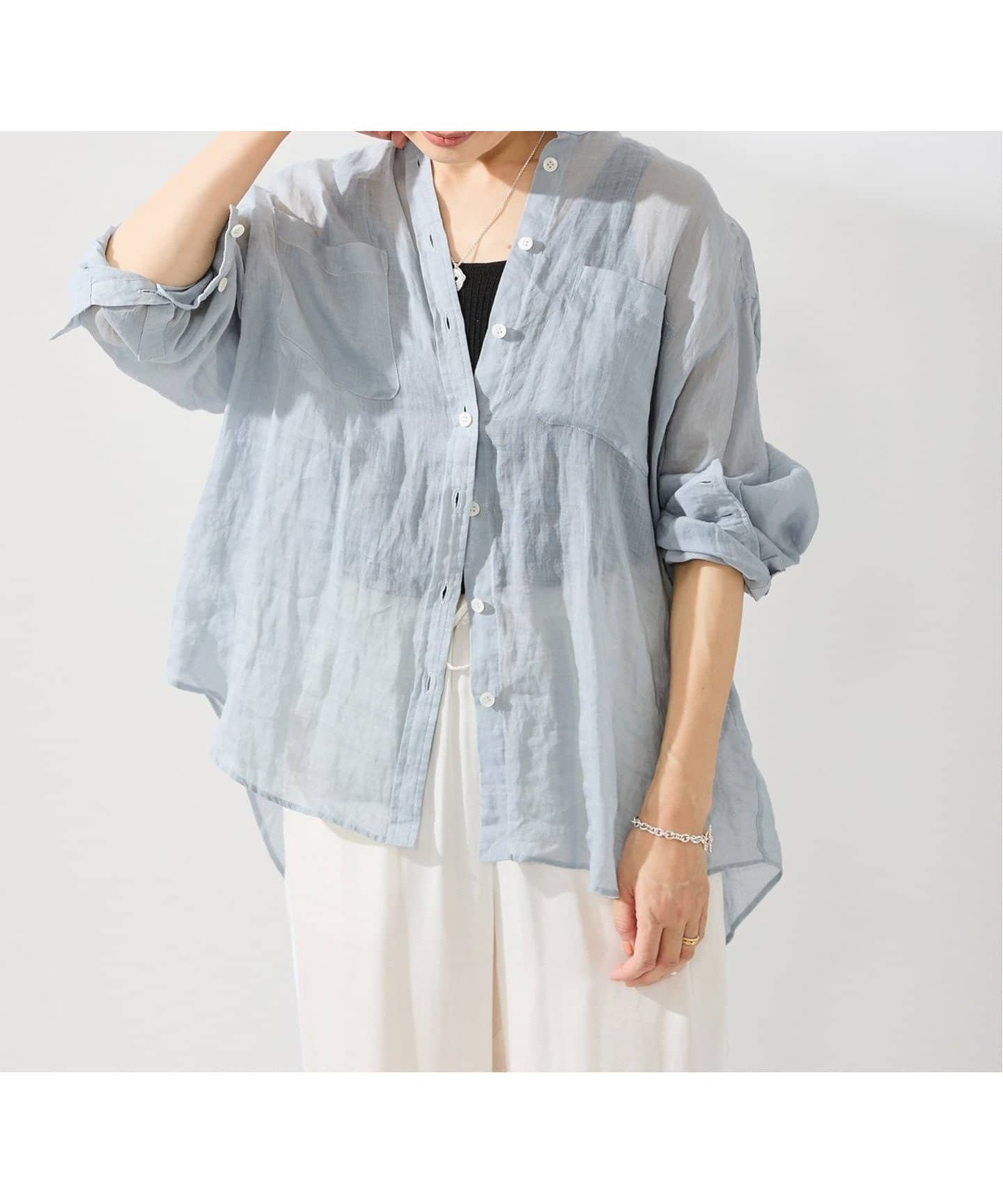 【イエナ/IENA】の《追加》ラミーバンドカラーシャツ インテリア・キッズ・メンズ・レディースファッション・服の通販 founy(ファニー) 　ファッション　Fashion　レディースファッション　Ladies' Fashion Online　トップス・カットソー　Tops/Tshirt　シャツ/ブラウス　Shirts/Blouses　2025年　2025　2025春夏・S/S　Ss,Spring/Summer,2025　サックスブルー B|ID: prp329100004582030 ipo3291000000032584900