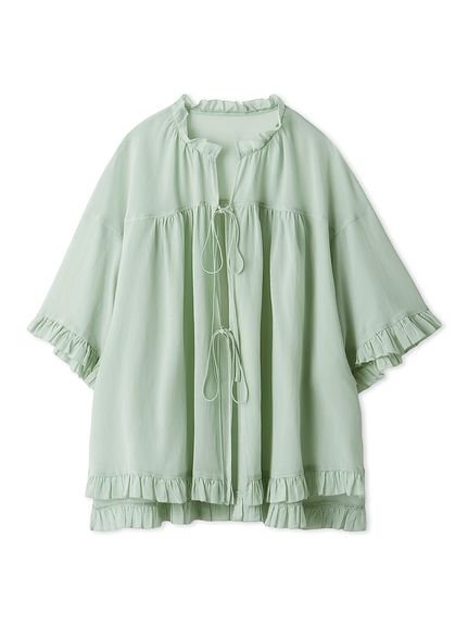 【スナイデル/SNIDEL】のボリュームフリルブラウス インテリア・キッズ・メンズ・レディースファッション・服の通販 founy(ファニー) 　ファッション　Fashion　レディースファッション　WOMEN　トップス・カットソー　Tops/Tshirt　シャツ/ブラウス　Shirts/Blouses　おすすめ　Recommend　ウェーブ　Wave　エアリー　Airy　ギャザー　Gather　シアー　Sheer　シンプル　Simple　ストライプ　Stripe　フリル　Frills　フロント　Front　リボン　Ribbon　無地　Plain Color　MNT[021]|ID: prp329100004582037 ipo3291000000032468064