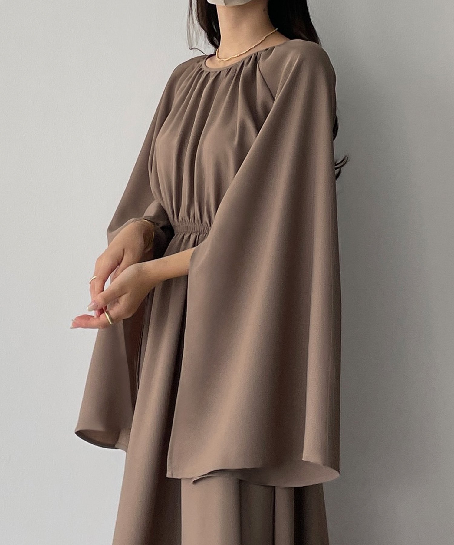 【ジュノア/JUNOAH】のスリットスリーブフレアワンピース インテリア・キッズ・メンズ・レディースファッション・服の通販 founy(ファニー) 　ファッション　Fashion　レディースファッション　Ladies' Fashion Online　ワンピース　Dress　モカ|ID: prp329100004582053 ipo3291000000032651131