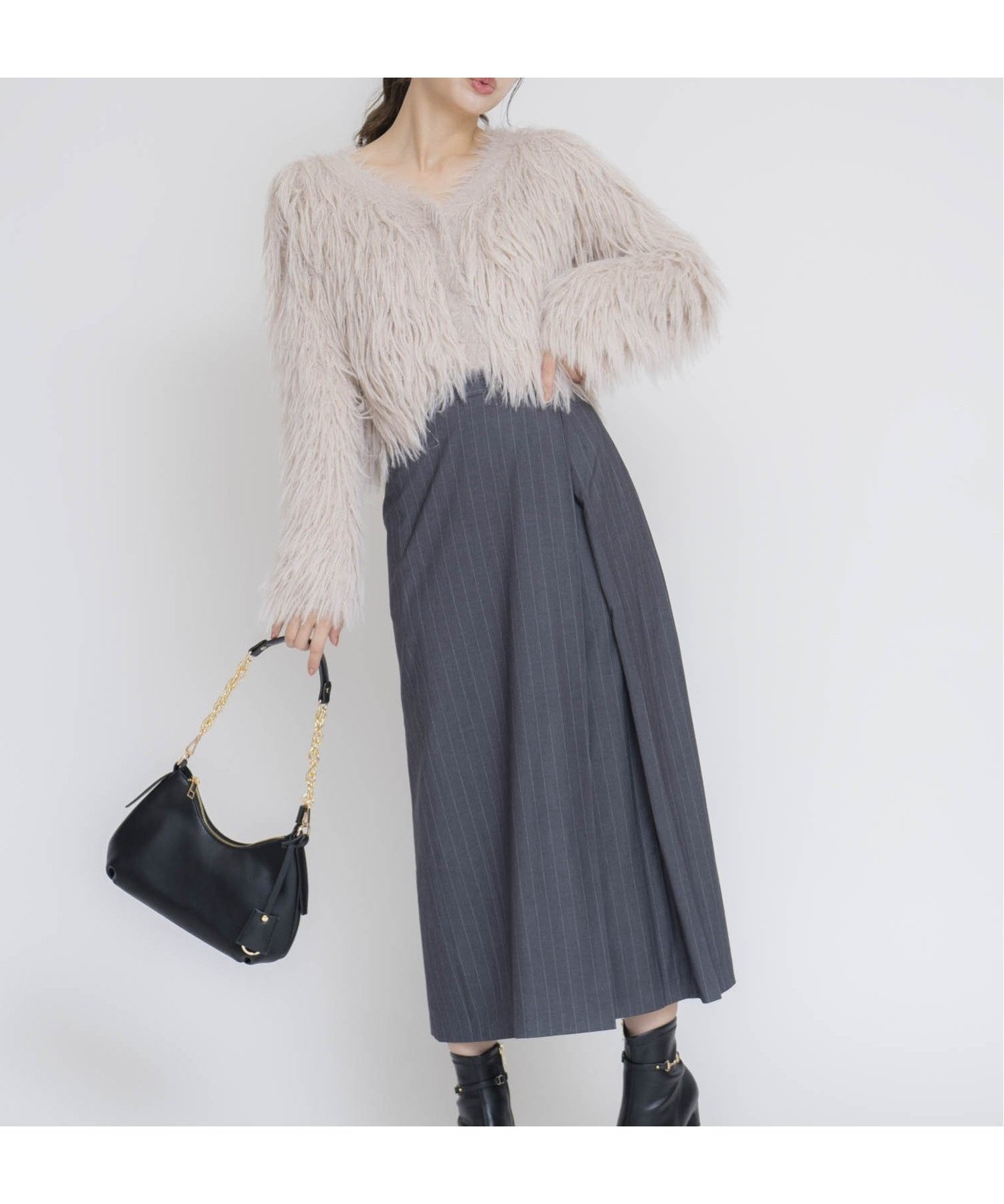 【ノエラ/Noela】のゴールドポイントタックスカート インテリア・キッズ・メンズ・レディースファッション・服の通販 founy(ファニー) 　ファッション　Fashion　レディースファッション　Ladies' Fashion Online　スカート　Skirt　シンプル　Simple　ストライプ　Stripe　ポケット　Pocket　ラップ　Wrap　無地　Plain Color　チャコールグレー|ID: prp329100004582108 ipo3291000000032592158